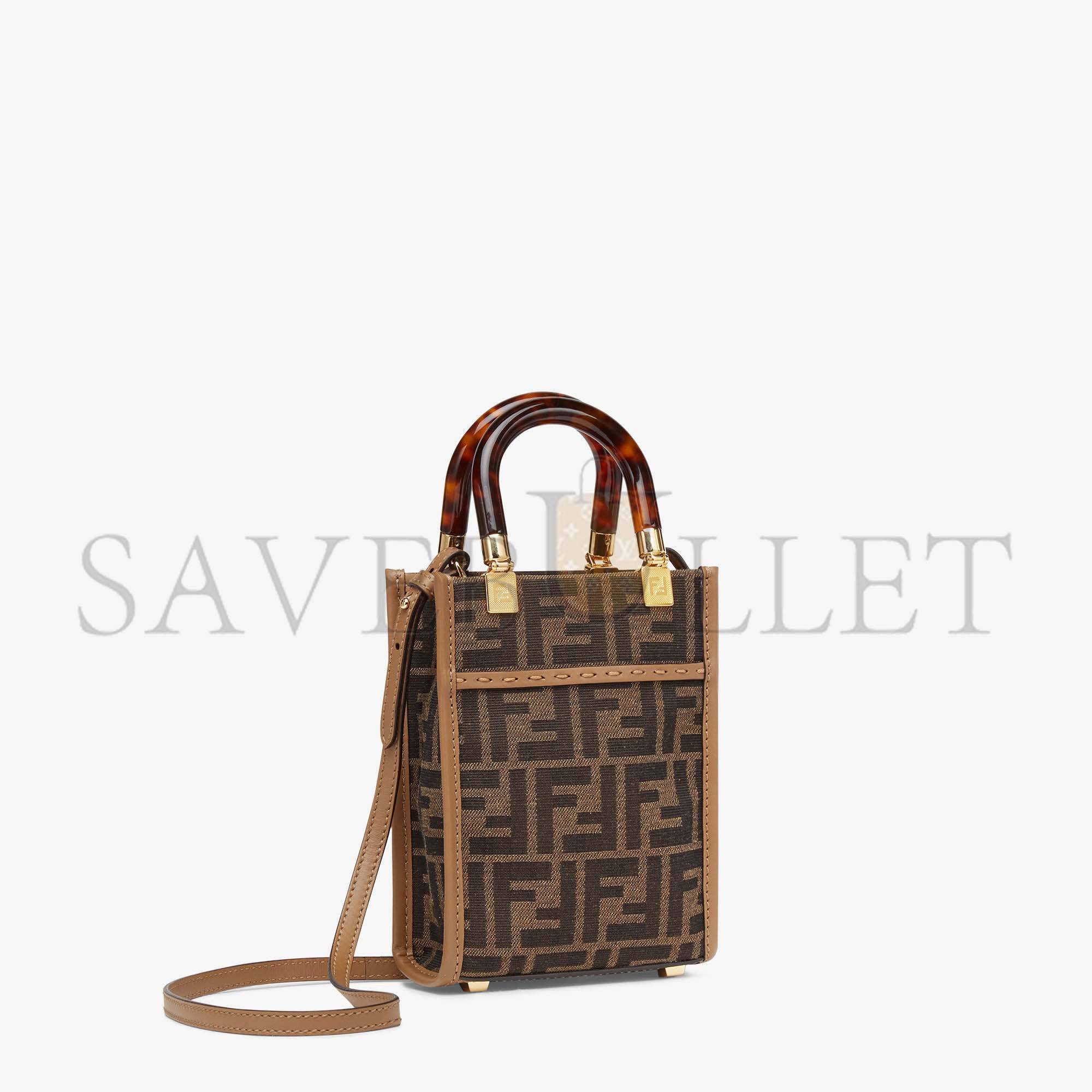 FENDI MINI SUNSHINE SHOPPER - BROWN FF FABRIC MINI-BAG 8BS051ALVXF1GE3 (18*13*6.5cm) FENDI MINI SUNSHINE SHOPPER - BROWN FF FABRIC MINI-BAG 8BS051ALVXF1GE3 (18*13*6.5cm)