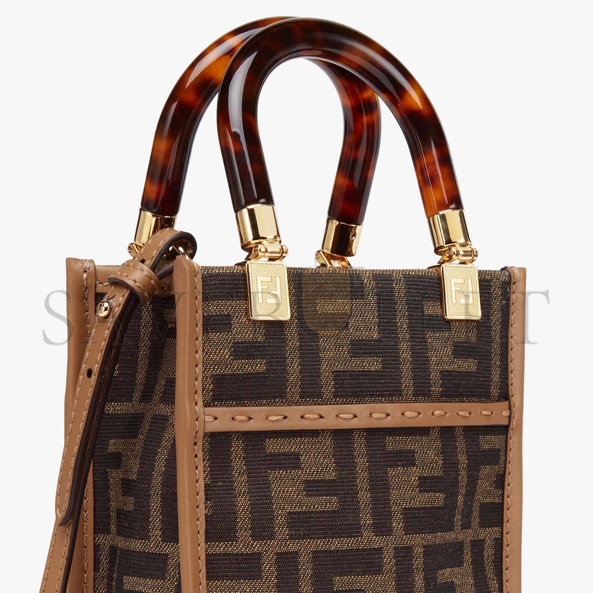 FENDI MINI SUNSHINE SHOPPER - BROWN FF FABRIC MINI-BAG 8BS051ALVXF1GE3 (18*13*6.5cm) FENDI MINI SUNSHINE SHOPPER - BROWN FF FABRIC MINI-BAG 8BS051ALVXF1GE3 (18*13*6.5cm)