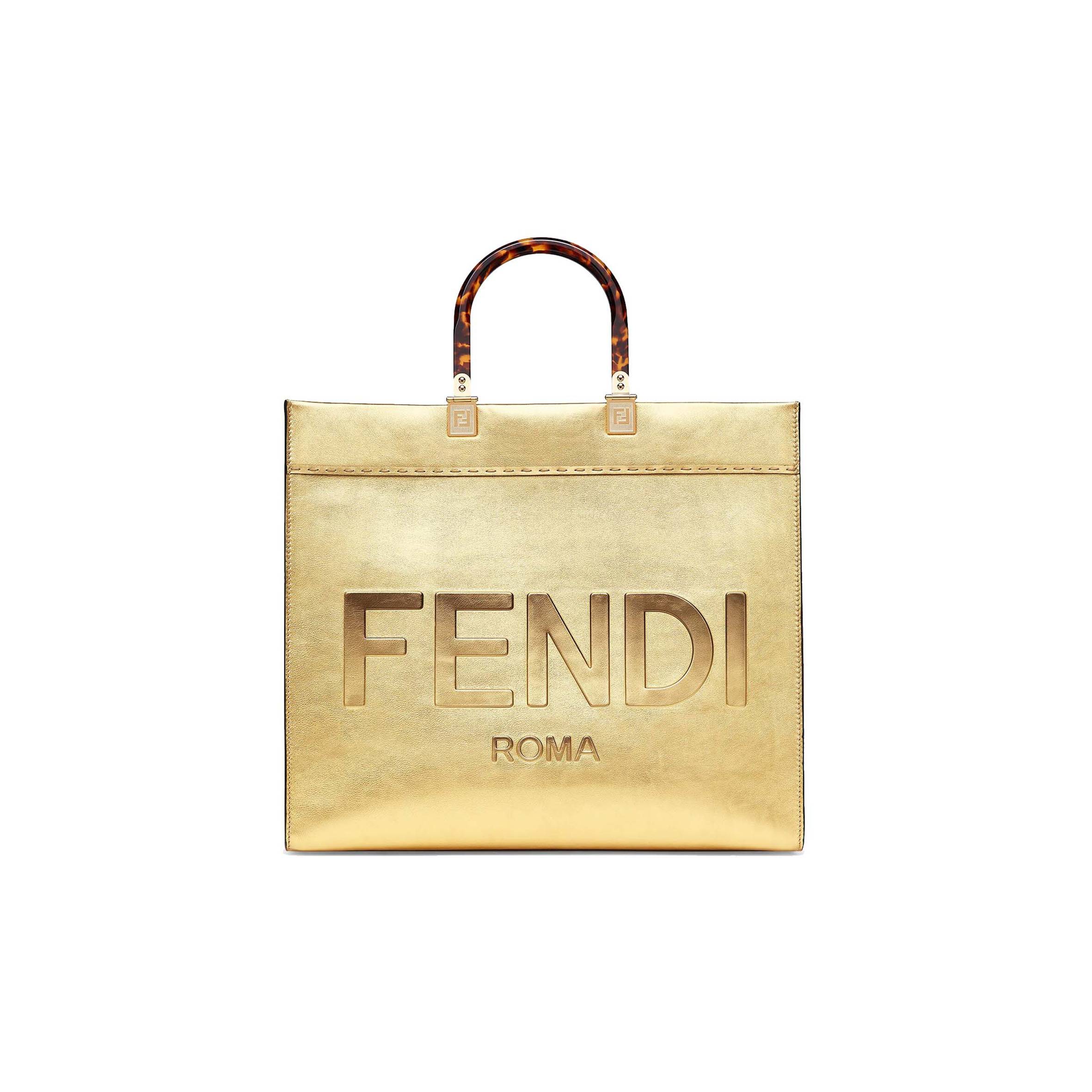FENDI SUNSHINE MEDIUM - GOLD LAMINATED LEATHER SHOPPER 8BH386AJH7F1GNN (35*31*17cm) FENDI SUNSHINE MEDIUM - GOLD LAMINATED LEATHER SHOPPER 8BH386AJH7F1GNN (35*31*17cm)