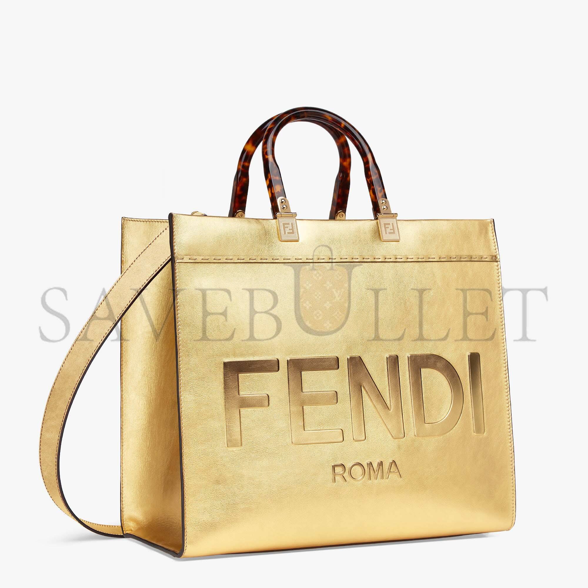 FENDI SUNSHINE MEDIUM - GOLD LAMINATED LEATHER SHOPPER 8BH386AJH7F1GNN (35*31*17cm) FENDI SUNSHINE MEDIUM - GOLD LAMINATED LEATHER SHOPPER 8BH386AJH7F1GNN (35*31*17cm)