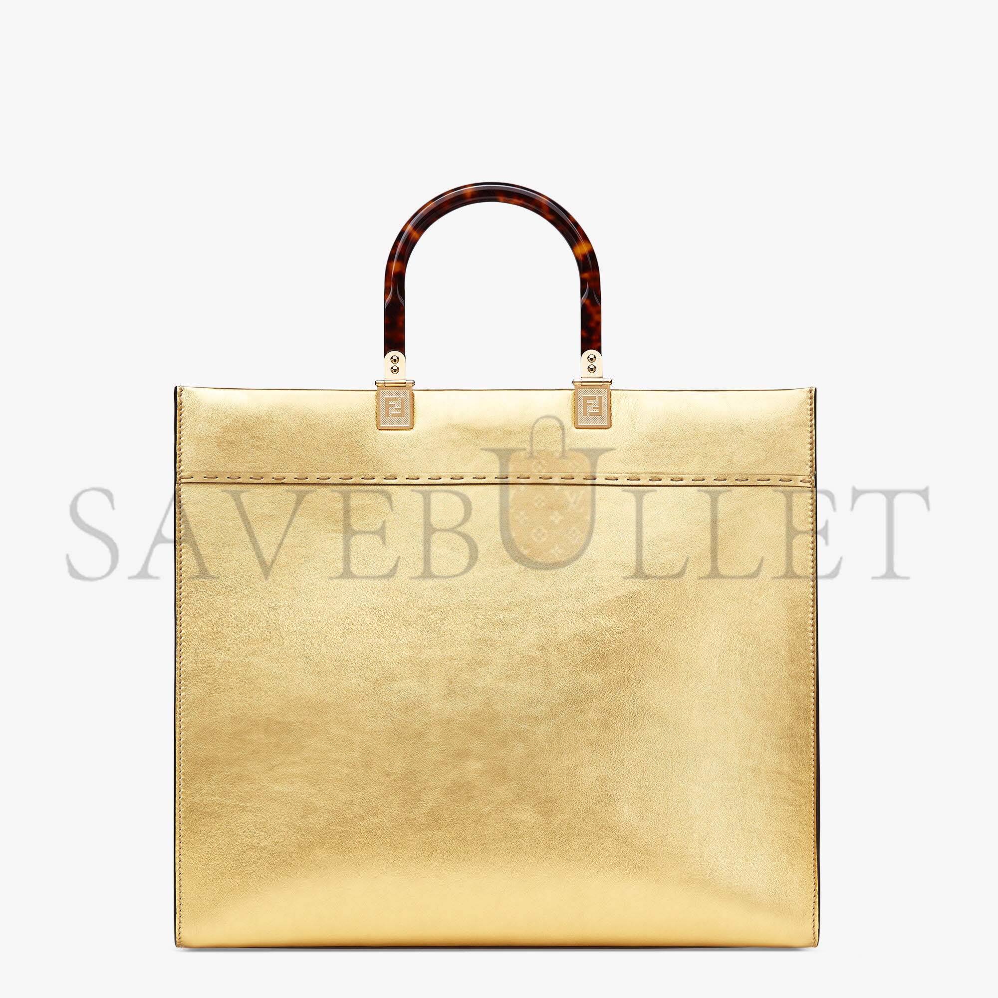 FENDI SUNSHINE MEDIUM - GOLD LAMINATED LEATHER SHOPPER 8BH386AJH7F1GNN (35*31*17cm) FENDI SUNSHINE MEDIUM - GOLD LAMINATED LEATHER SHOPPER 8BH386AJH7F1GNN (35*31*17cm)