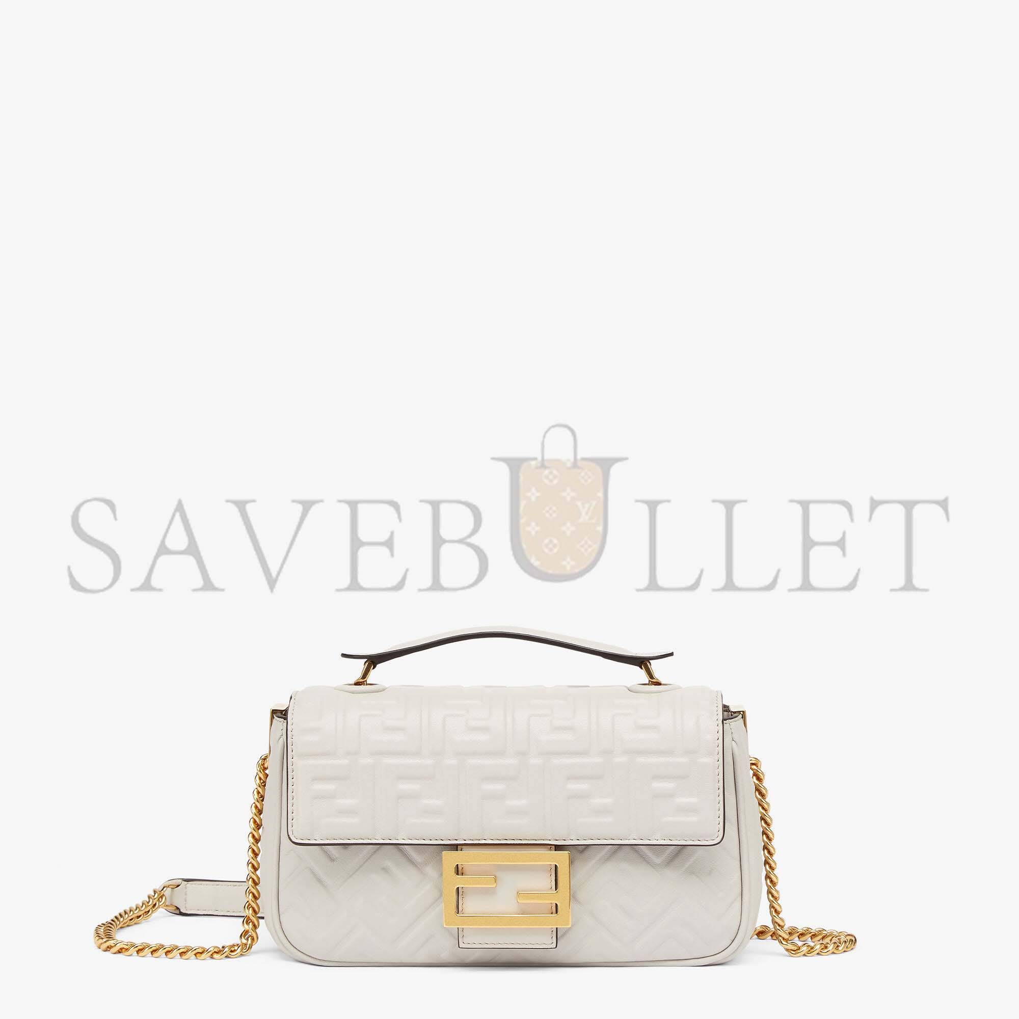 FENDI BAGUETTE CHAIN MIDI - LIGHT GRAY LEATHER BAG 8BR793AH9CF1BZ0 (24*14.5*7cm) FENDI BAGUETTE CHAIN MIDI - LIGHT GRAY LEATHER BAG 8BR793AH9CF1BZ0 (24*14.5*7cm)