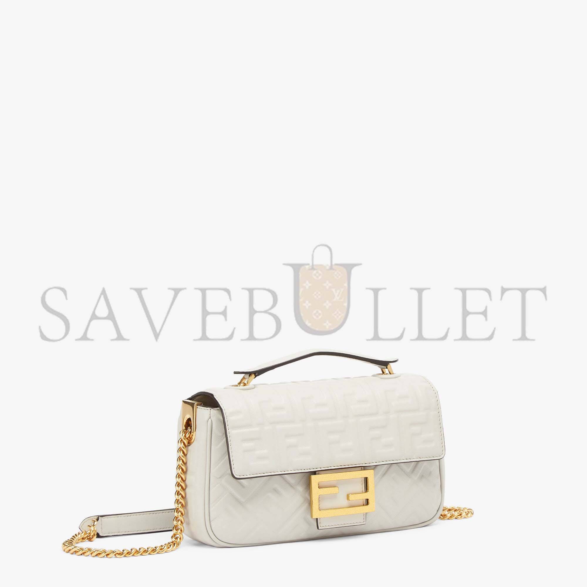 FENDI BAGUETTE CHAIN MIDI - LIGHT GRAY LEATHER BAG 8BR793AH9CF1BZ0 (24*14.5*7cm) FENDI BAGUETTE CHAIN MIDI - LIGHT GRAY LEATHER BAG 8BR793AH9CF1BZ0 (24*14.5*7cm)