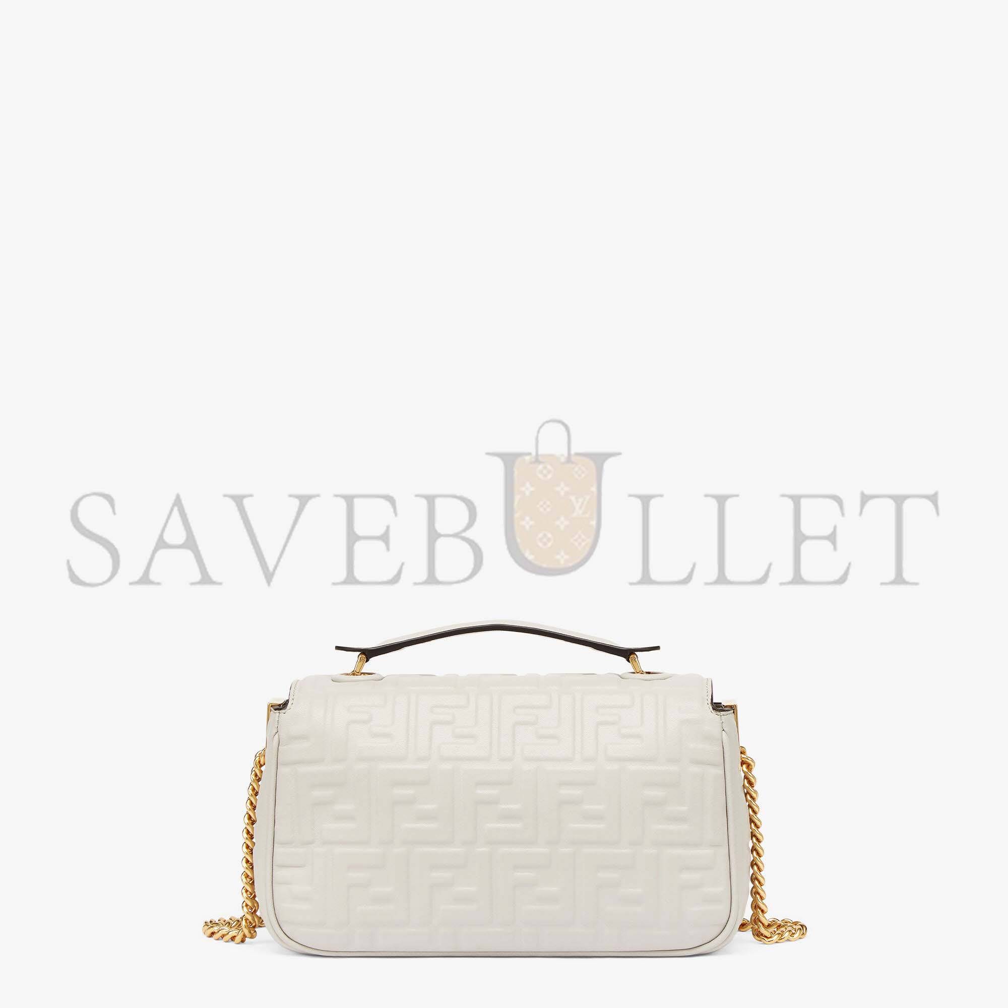FENDI BAGUETTE CHAIN MIDI - LIGHT GRAY LEATHER BAG 8BR793AH9CF1BZ0 (24*14.5*7cm) FENDI BAGUETTE CHAIN MIDI - LIGHT GRAY LEATHER BAG 8BR793AH9CF1BZ0 (24*14.5*7cm)