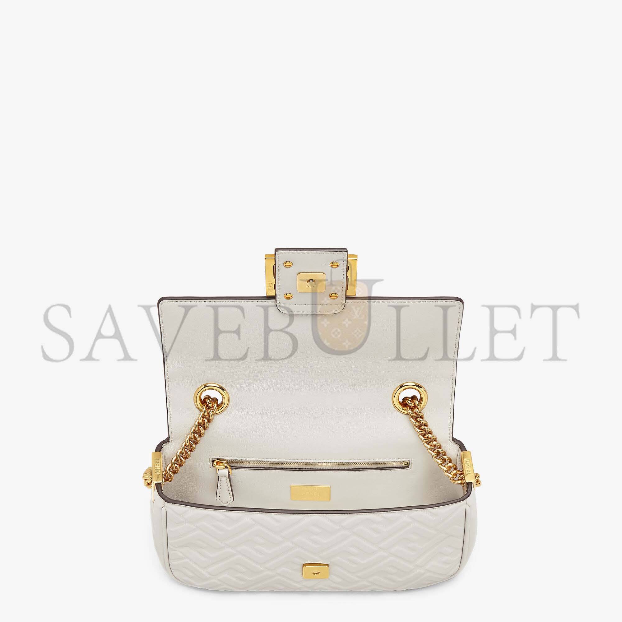 FENDI BAGUETTE CHAIN MIDI - LIGHT GRAY LEATHER BAG 8BR793AH9CF1BZ0 (24*14.5*7cm) FENDI BAGUETTE CHAIN MIDI - LIGHT GRAY LEATHER BAG 8BR793AH9CF1BZ0 (24*14.5*7cm)