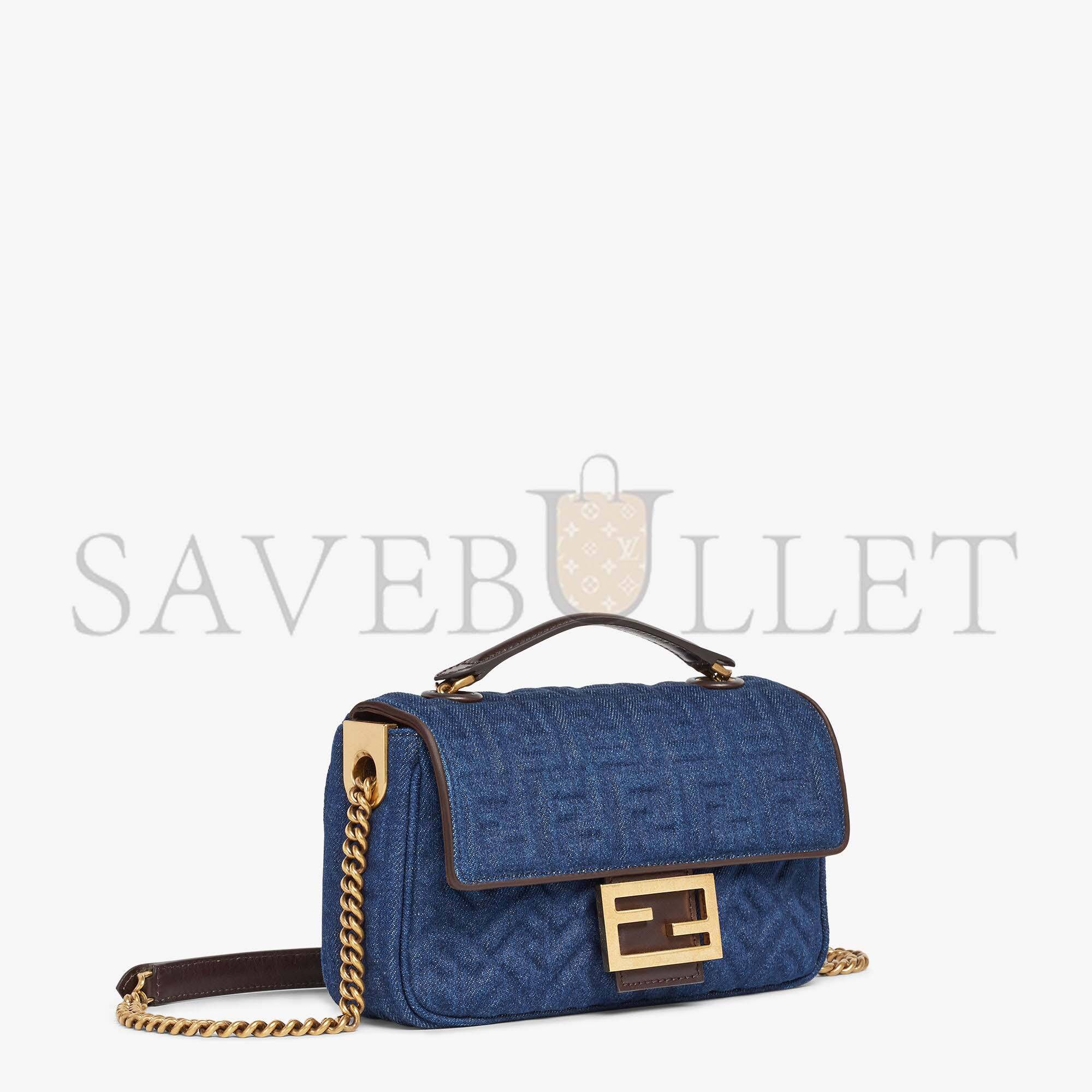 FENDI BAGUETTE CHAIN MIDI - DARK BLUE DENIM BAG 8BR793ALOWF1HZW (24*14.5*7cm) FENDI BAGUETTE CHAIN MIDI - DARK BLUE DENIM BAG 8BR793ALOWF1HZW (24*14.5*7cm)
