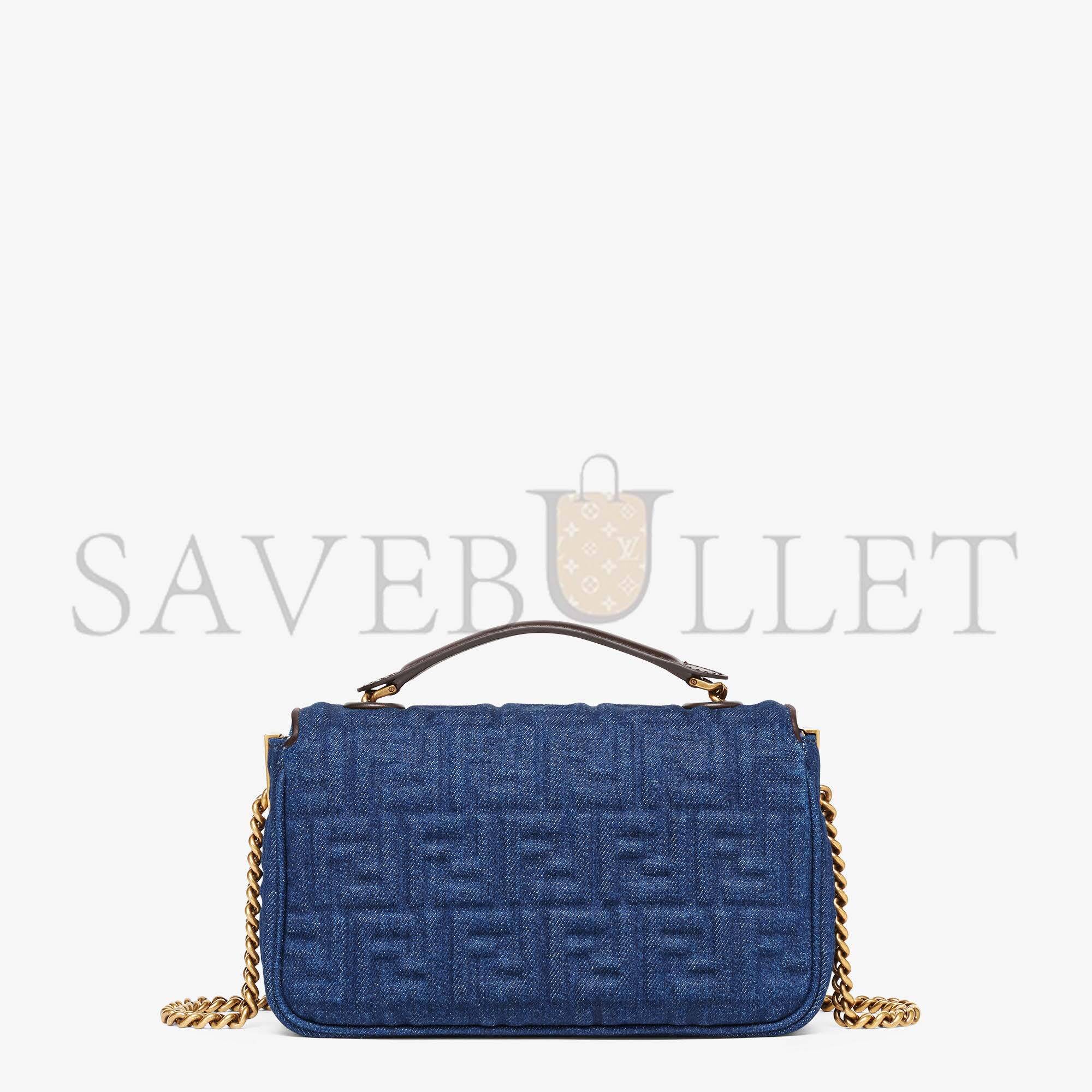 FENDI BAGUETTE CHAIN MIDI - DARK BLUE DENIM BAG 8BR793ALOWF1HZW (24*14.5*7cm) FENDI BAGUETTE CHAIN MIDI - DARK BLUE DENIM BAG 8BR793ALOWF1HZW (24*14.5*7cm)