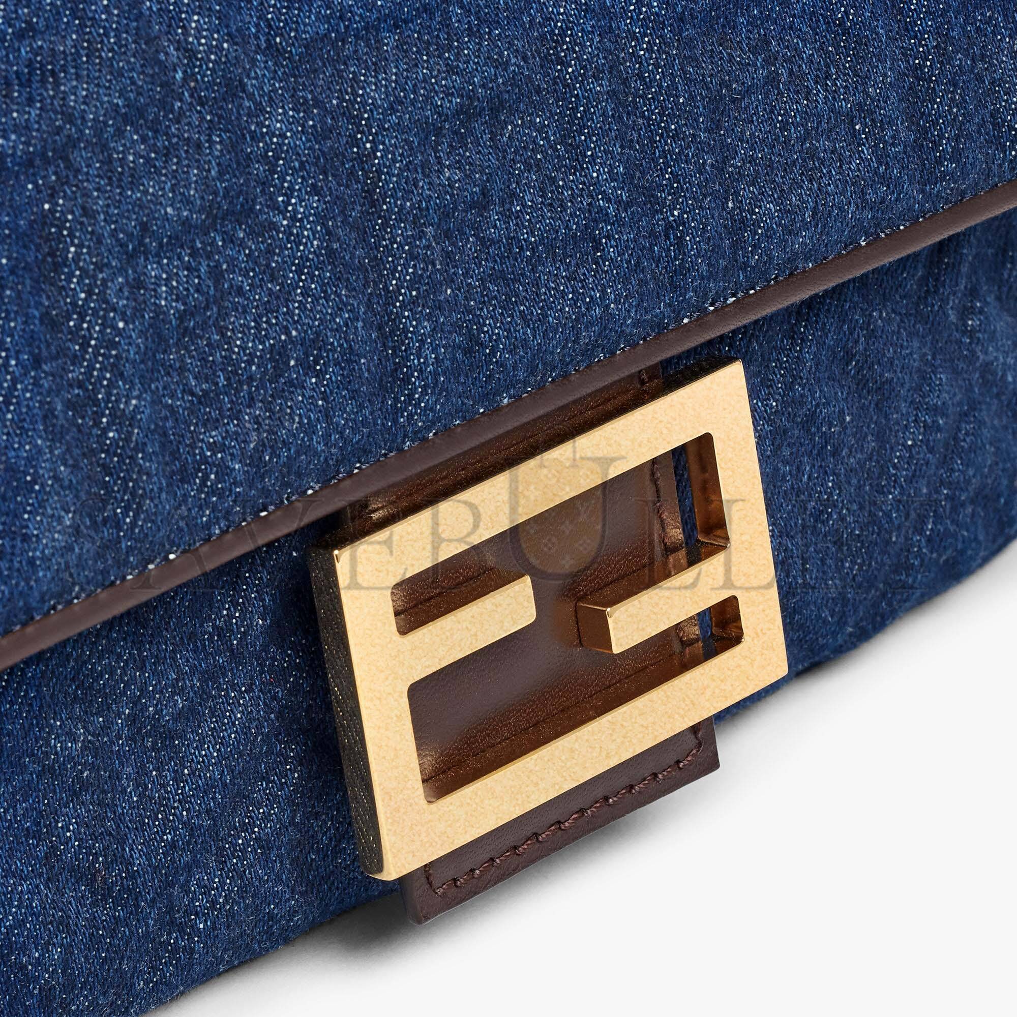 FENDI BAGUETTE CHAIN MIDI - DARK BLUE DENIM BAG 8BR793ALOWF1HZW (24*14.5*7cm) FENDI BAGUETTE CHAIN MIDI - DARK BLUE DENIM BAG 8BR793ALOWF1HZW (24*14.5*7cm)