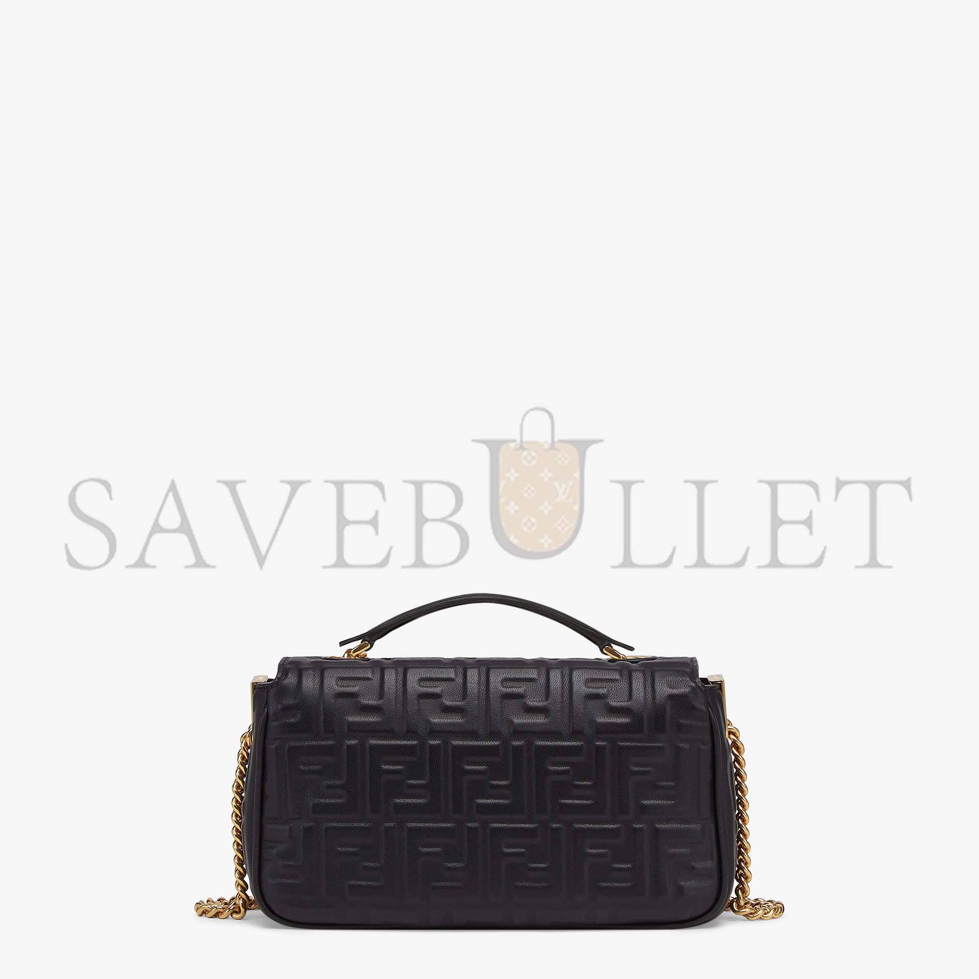 FENDI BAGUETTE CHAIN MIDI - BLACK NAPPA LEATHER BAG 8BR793AH9CF1CFJ (24*14.5*7cm) FENDI BAGUETTE CHAIN MIDI - BLACK NAPPA LEATHER BAG 8BR793AH9CF1CFJ (24*14.5*7cm)
