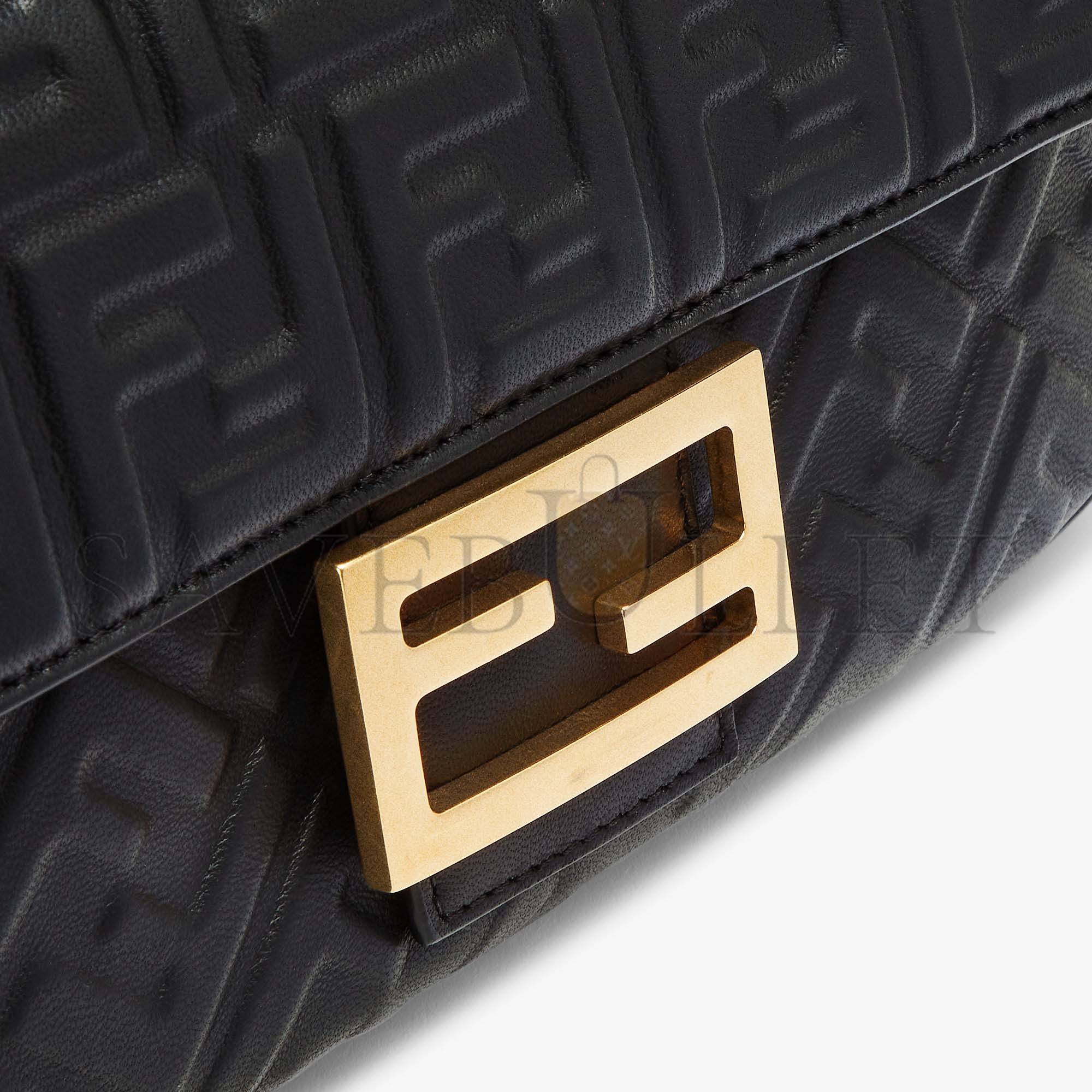 FENDI BAGUETTE CHAIN MIDI - BLACK NAPPA LEATHER BAG 8BR793AH9CF1CFJ (24*14.5*7cm) FENDI BAGUETTE CHAIN MIDI - BLACK NAPPA LEATHER BAG 8BR793AH9CF1CFJ (24*14.5*7cm)