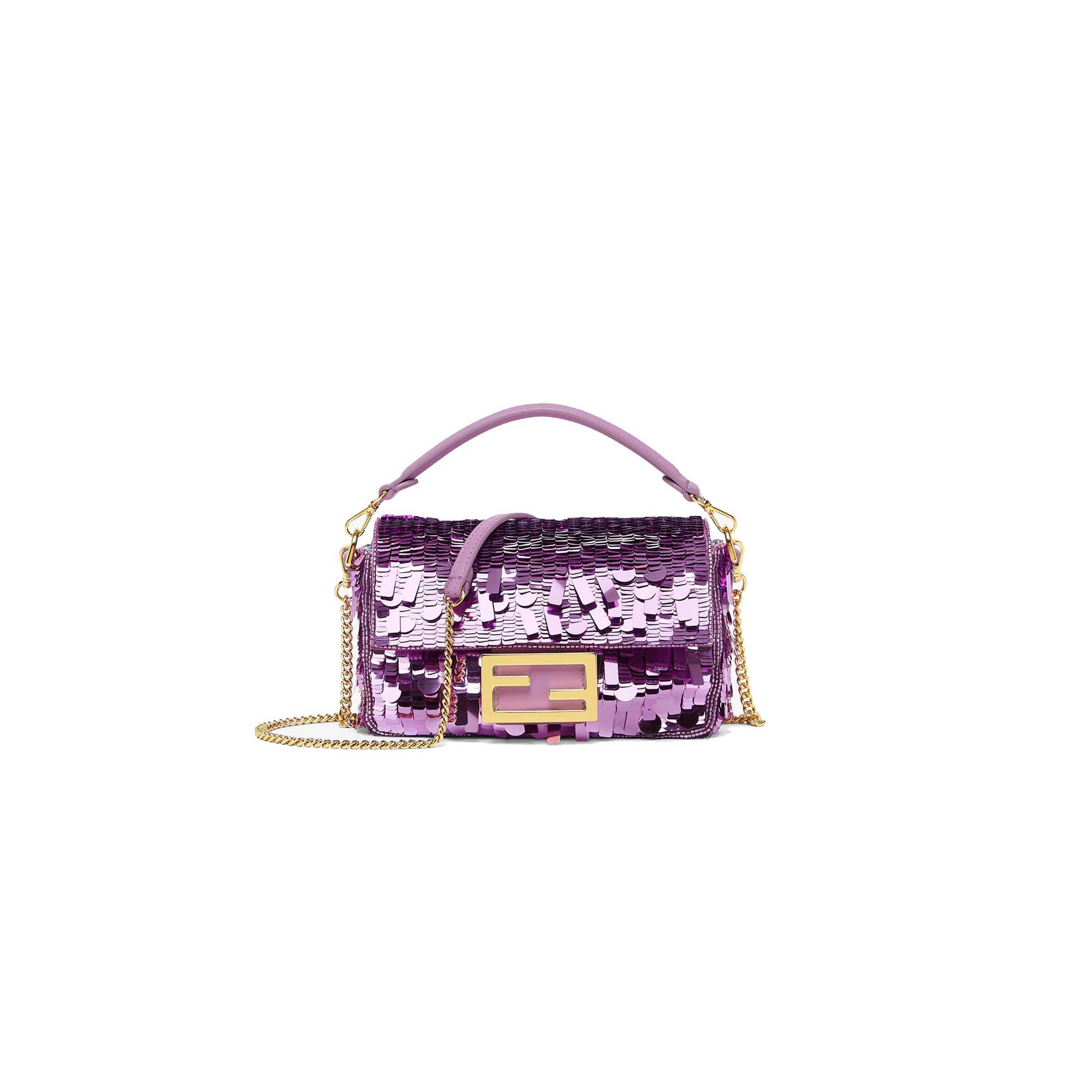 FENDI BAGUETTE MINI - PURPLE SEQUIN AND LEATHER BAG 8BS017AMP0F1JCO (20*13*5cm) FENDI BAGUETTE MINI - PURPLE SEQUIN AND LEATHER BAG 8BS017AMP0F1JCO (20*13*5cm)