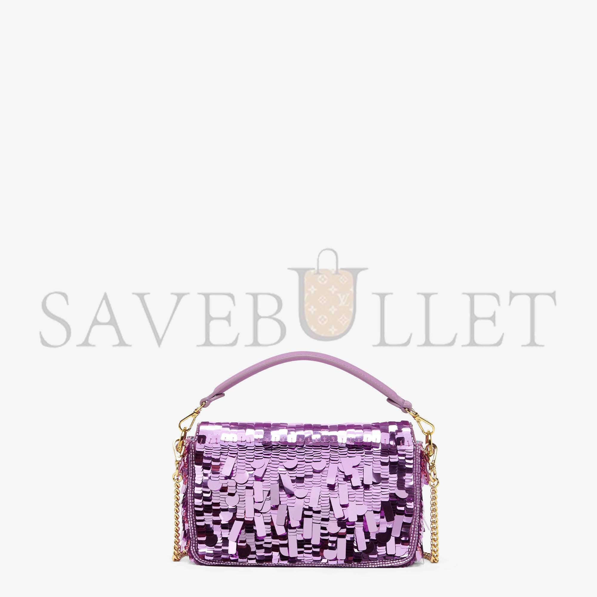 FENDI BAGUETTE MINI - PURPLE SEQUIN AND LEATHER BAG 8BS017AMP0F1JCO (20*13*5cm) FENDI BAGUETTE MINI - PURPLE SEQUIN AND LEATHER BAG 8BS017AMP0F1JCO (20*13*5cm)