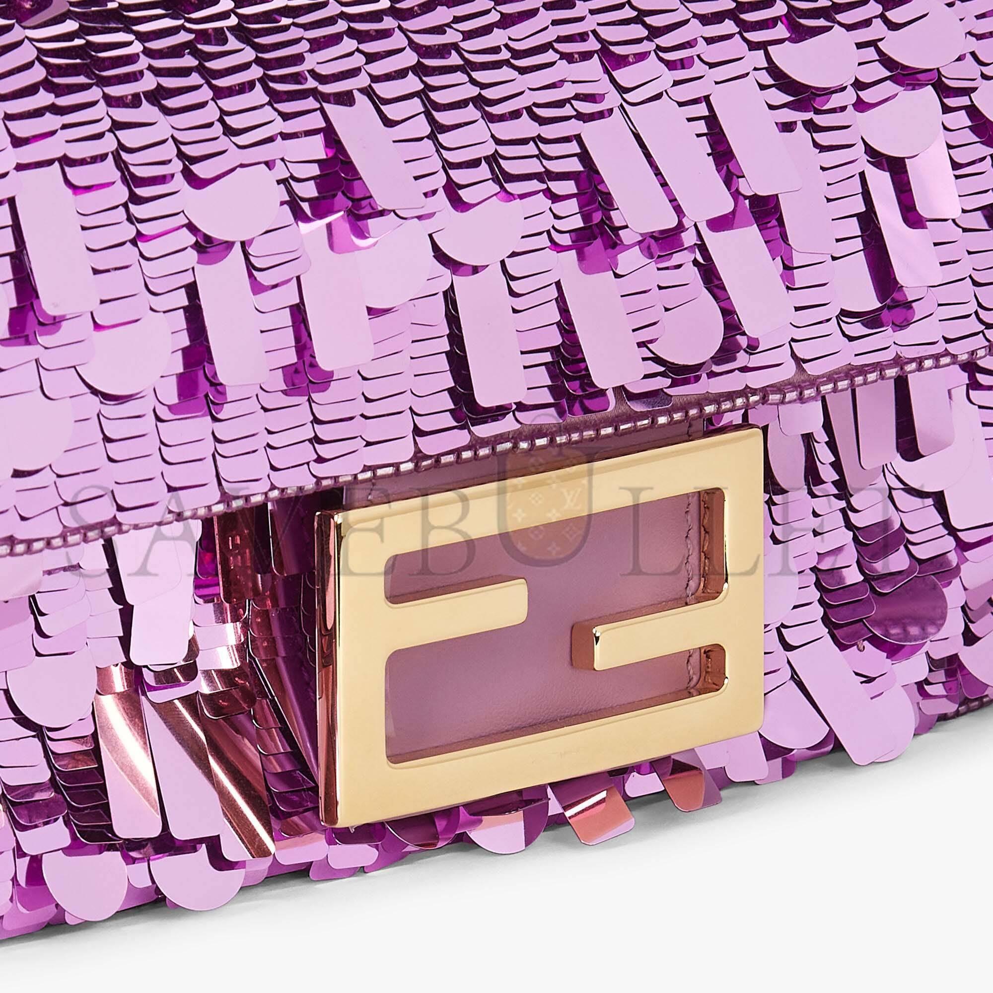 FENDI BAGUETTE MINI - PURPLE SEQUIN AND LEATHER BAG 8BS017AMP0F1JCO (20*13*5cm) FENDI BAGUETTE MINI - PURPLE SEQUIN AND LEATHER BAG 8BS017AMP0F1JCO (20*13*5cm)