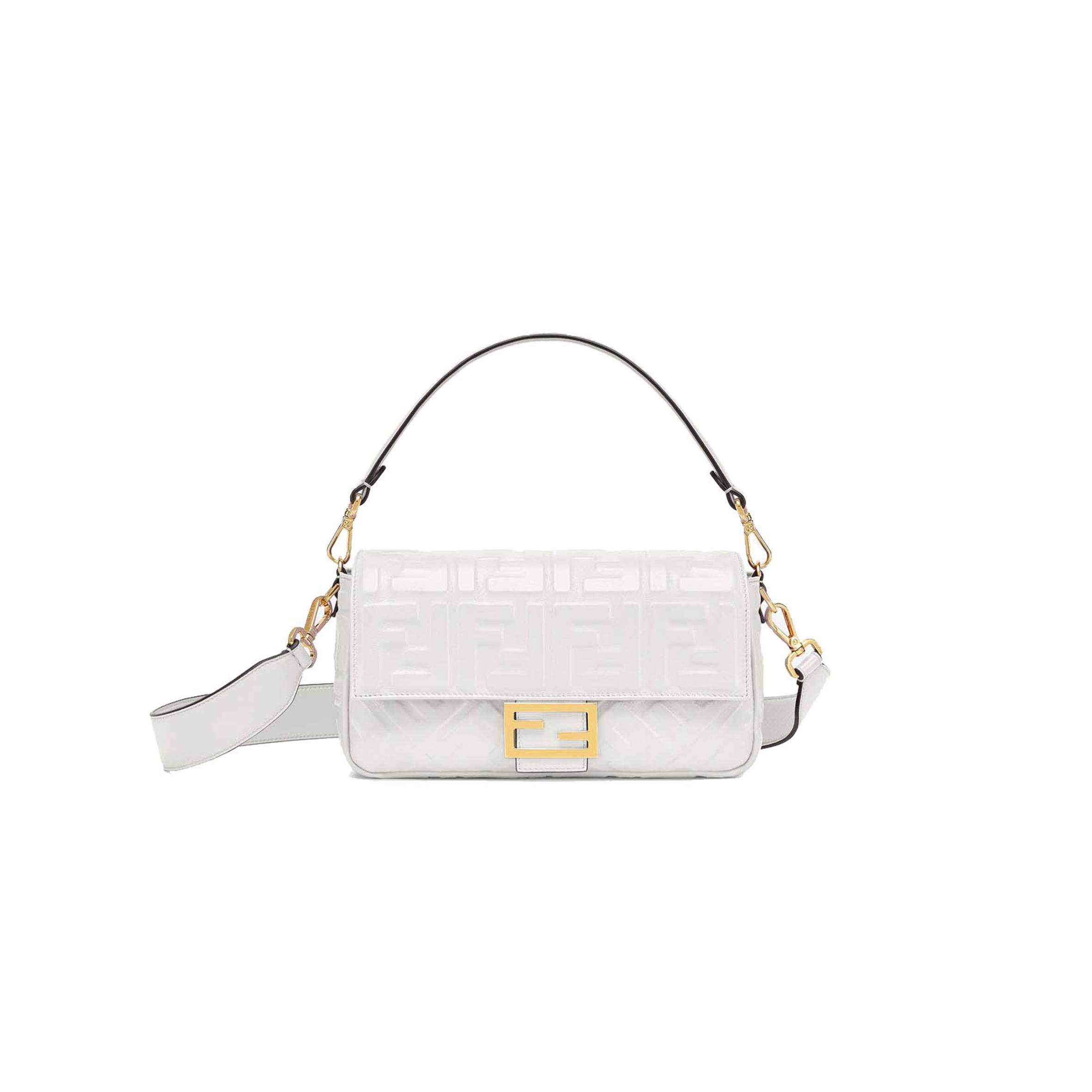 FENDI BAGUETTE - WHITE LEATHER BAG 8BR600A72VF15AO (27*15*6cm) FENDI BAGUETTE - WHITE LEATHER BAG 8BR600A72VF15AO (27*15*6cm)