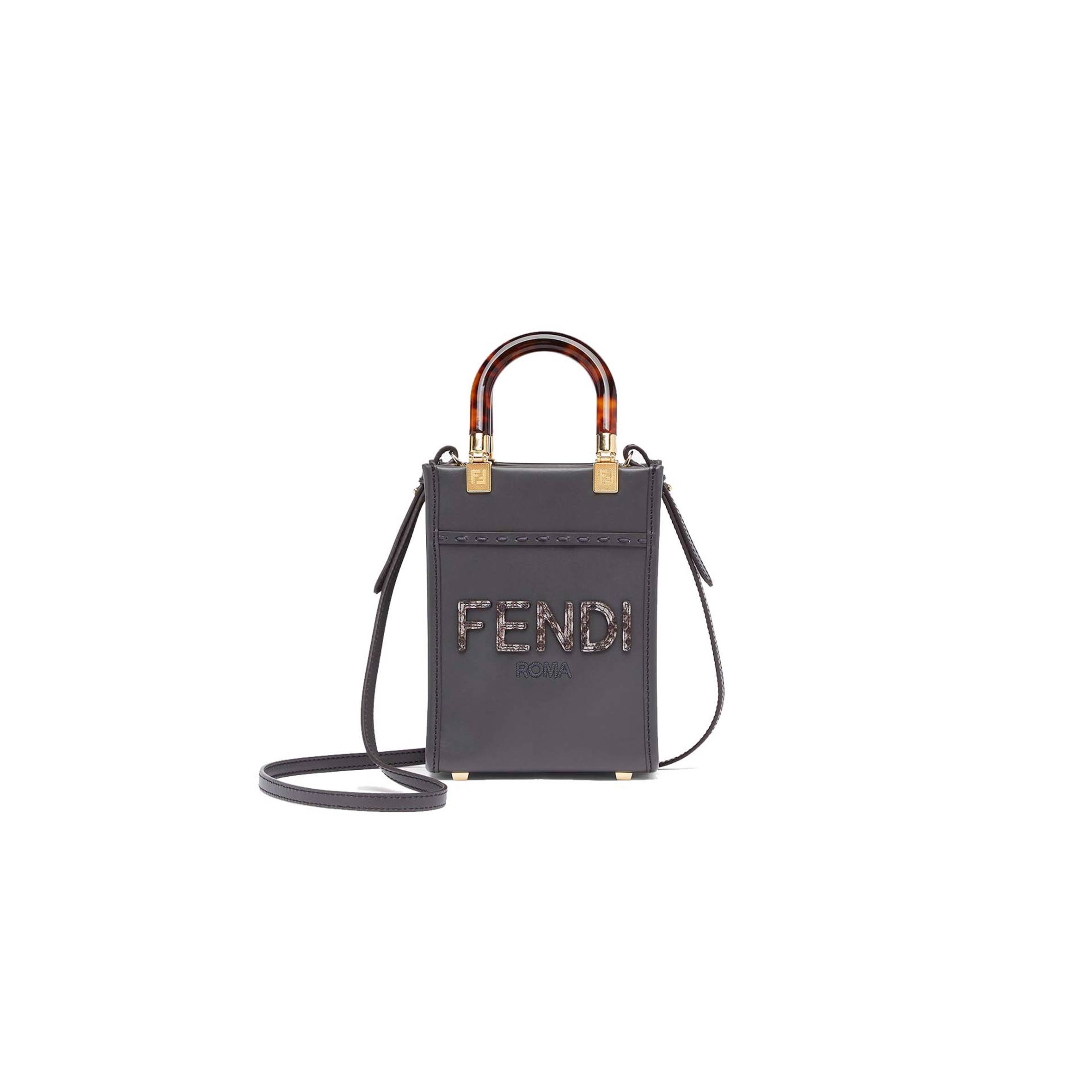 FENDI MINI SUNSHINE SHOPPER - DARK GRAY LEATHER AND ELAPHE MINI-BAG 8BS051AHN5F1DMK (18*13*6.5cm) FENDI MINI SUNSHINE SHOPPER - DARK GRAY LEATHER AND ELAPHE MINI-BAG 8BS051AHN5F1DMK (18*13*6.5cm)