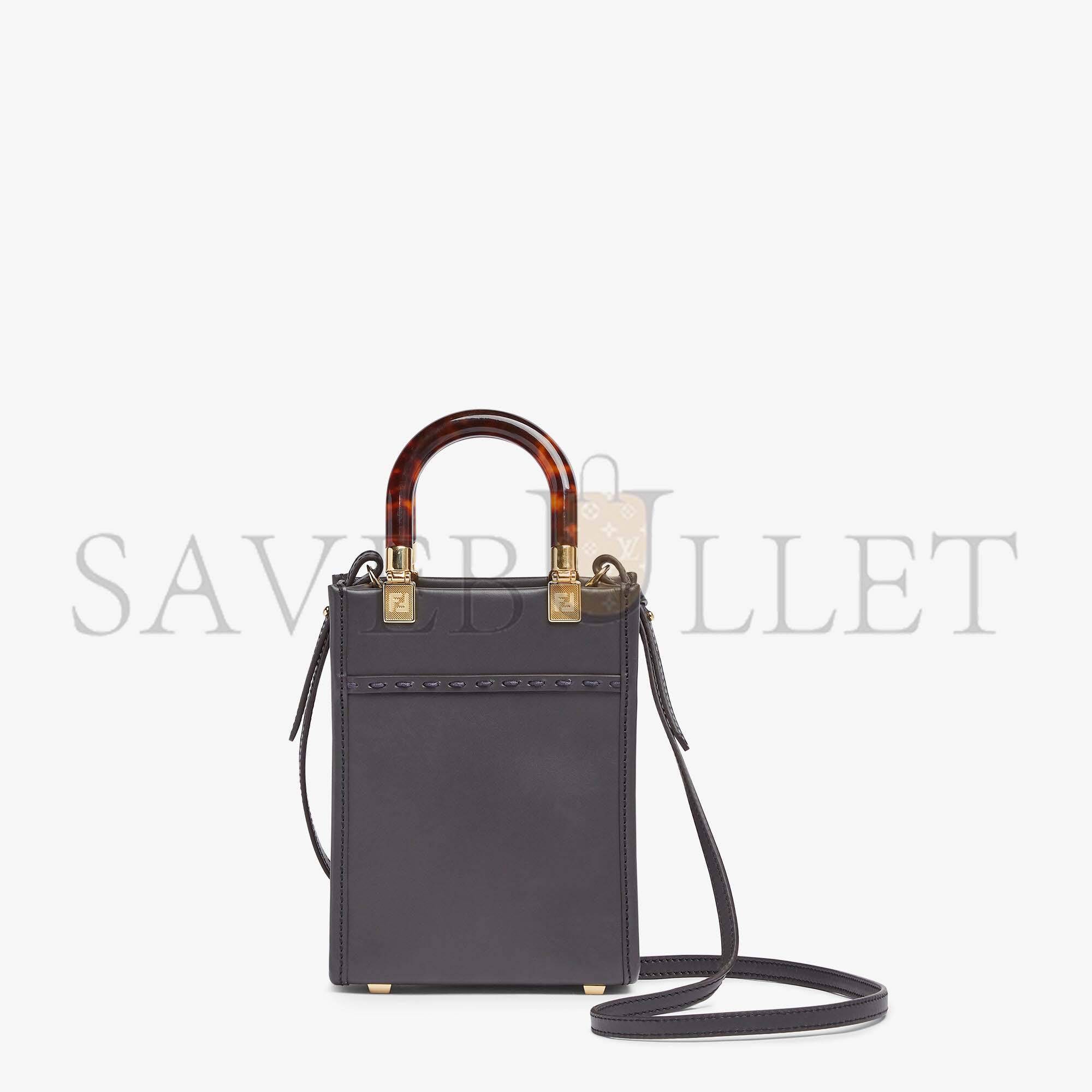 FENDI MINI SUNSHINE SHOPPER - DARK GRAY LEATHER AND ELAPHE MINI-BAG 8BS051AHN5F1DMK (18*13*6.5cm) FENDI MINI SUNSHINE SHOPPER - DARK GRAY LEATHER AND ELAPHE MINI-BAG 8BS051AHN5F1DMK (18*13*6.5cm)