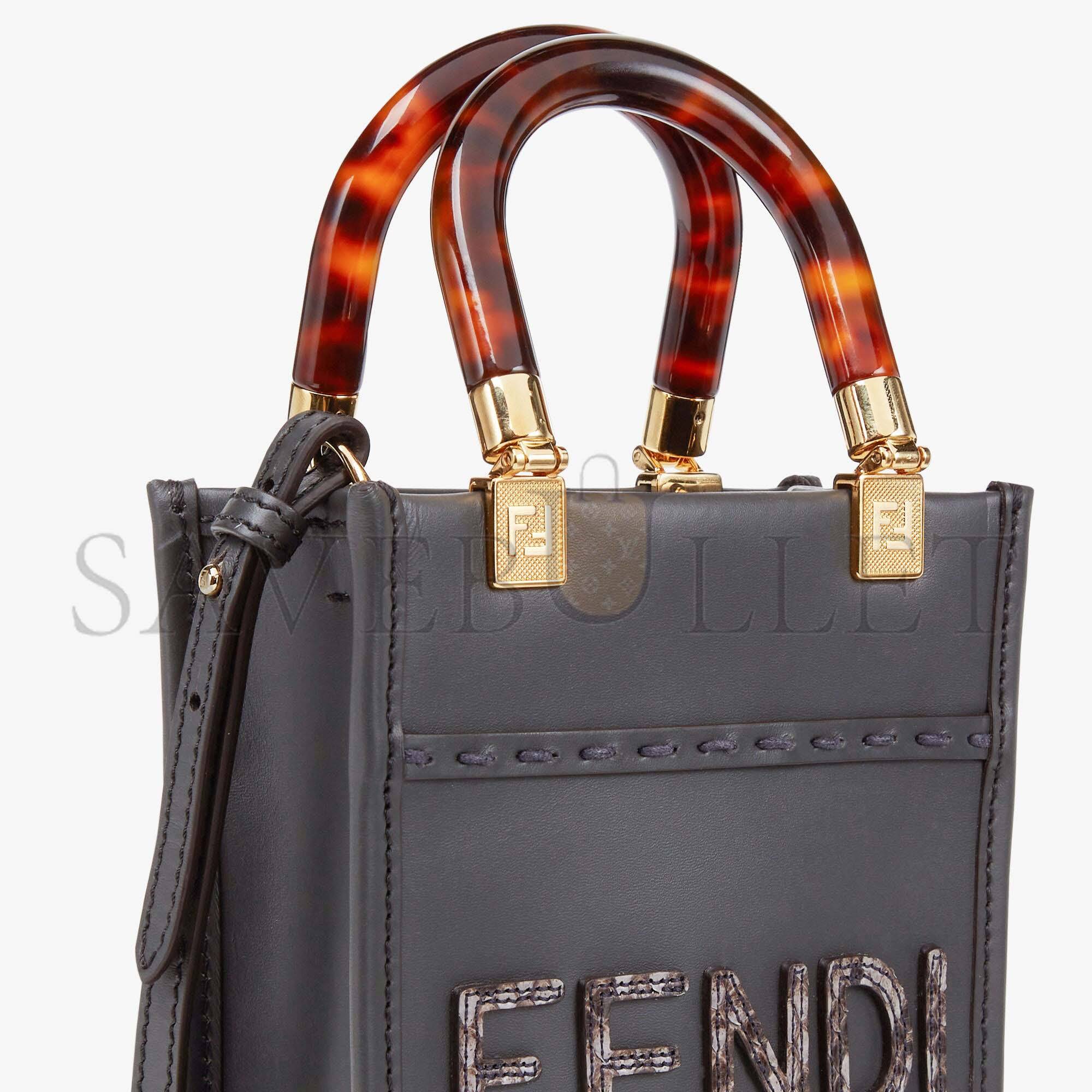 FENDI MINI SUNSHINE SHOPPER - DARK GRAY LEATHER AND ELAPHE MINI-BAG 8BS051AHN5F1DMK (18*13*6.5cm) FENDI MINI SUNSHINE SHOPPER - DARK GRAY LEATHER AND ELAPHE MINI-BAG 8BS051AHN5F1DMK (18*13*6.5cm)