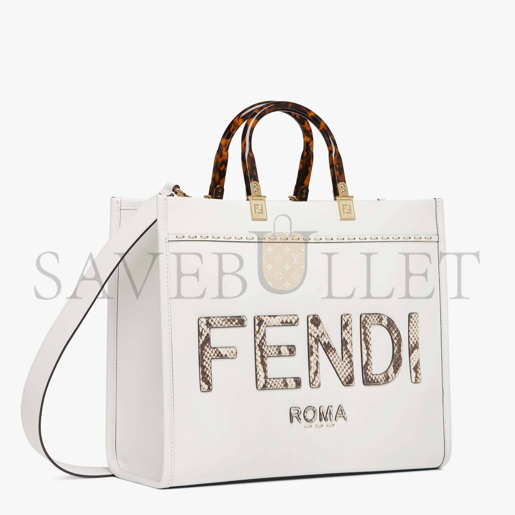 FENDI SUNSHINE MEDIUM - WHITE LEATHER AND ELAPHE SHOPPER 8BH386AHN5F1JU5 (35*31*17cm) FENDI SUNSHINE MEDIUM - WHITE LEATHER AND ELAPHE SHOPPER 8BH386AHN5F1JU5 (35*31*17cm)