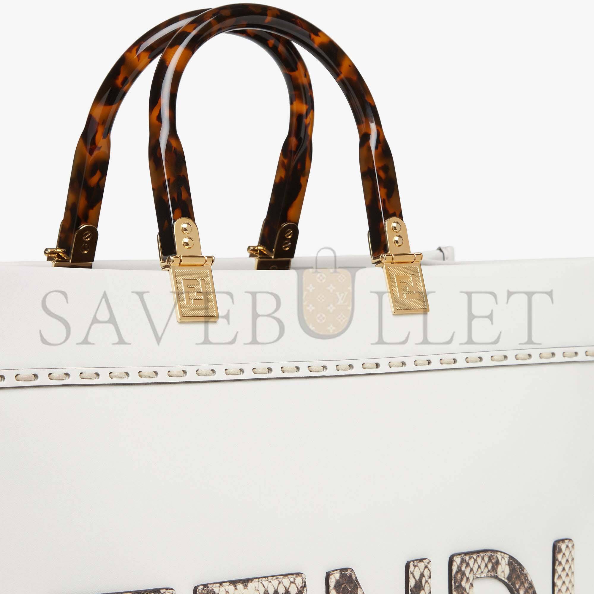 FENDI SUNSHINE MEDIUM - WHITE LEATHER AND ELAPHE SHOPPER 8BH386AHN5F1JU5 (35*31*17cm) FENDI SUNSHINE MEDIUM - WHITE LEATHER AND ELAPHE SHOPPER 8BH386AHN5F1JU5 (35*31*17cm)