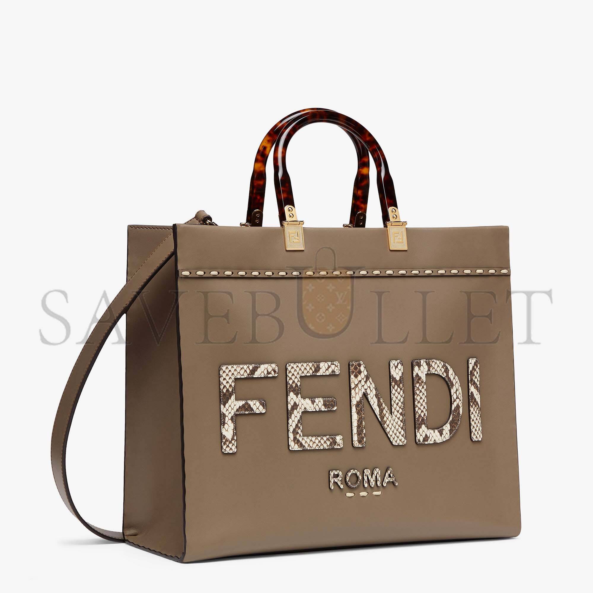 FENDI SUNSHINE MEDIUM - GRAY LEATHER AND ELAPHE SHOPPER 8BH386AHN5F1FEN (35*31*17cm) FENDI SUNSHINE MEDIUM - GRAY LEATHER AND ELAPHE SHOPPER 8BH386AHN5F1FEN (35*31*17cm)