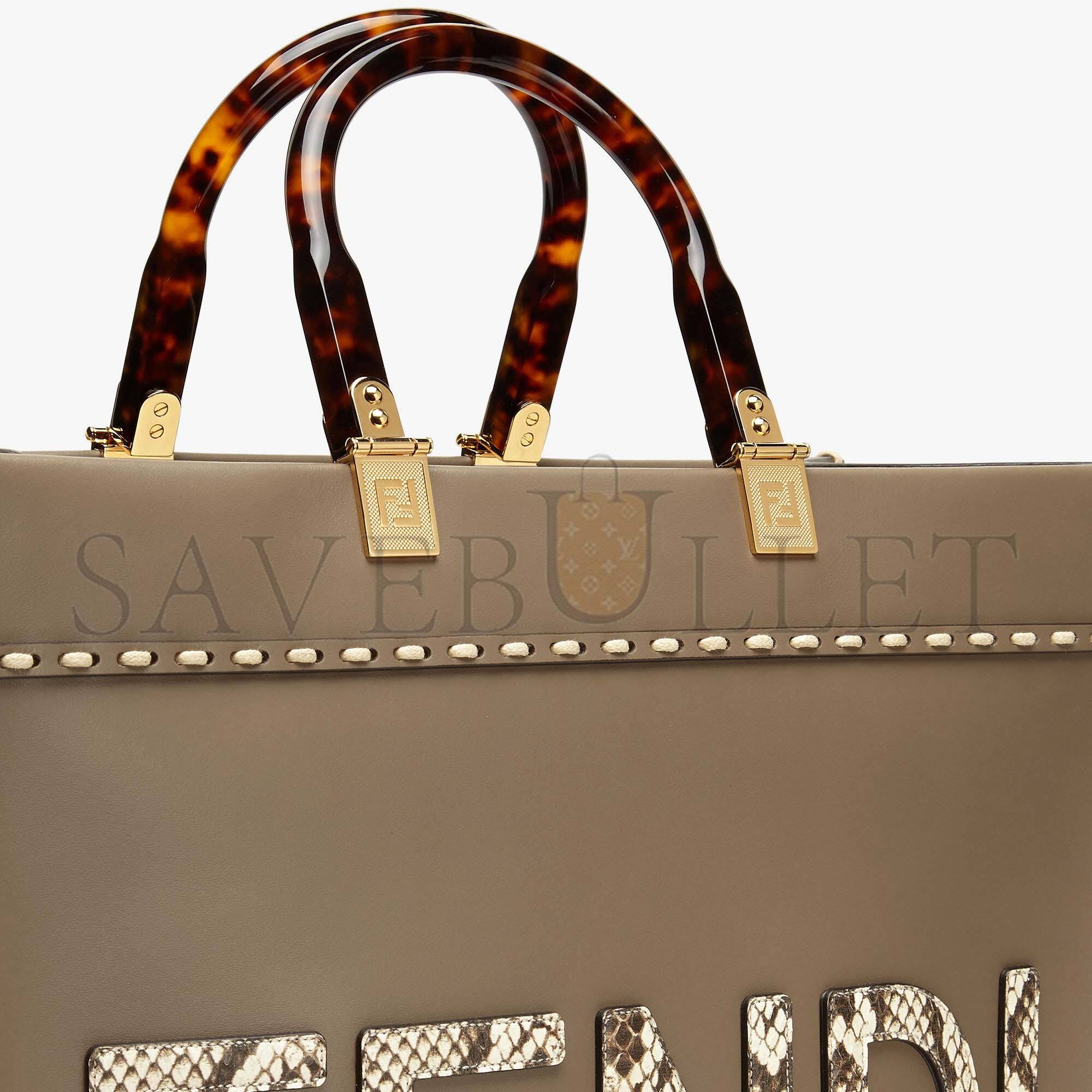 FENDI SUNSHINE MEDIUM - GRAY LEATHER AND ELAPHE SHOPPER 8BH386AHN5F1FEN (35*31*17cm) FENDI SUNSHINE MEDIUM - GRAY LEATHER AND ELAPHE SHOPPER 8BH386AHN5F1FEN (35*31*17cm)