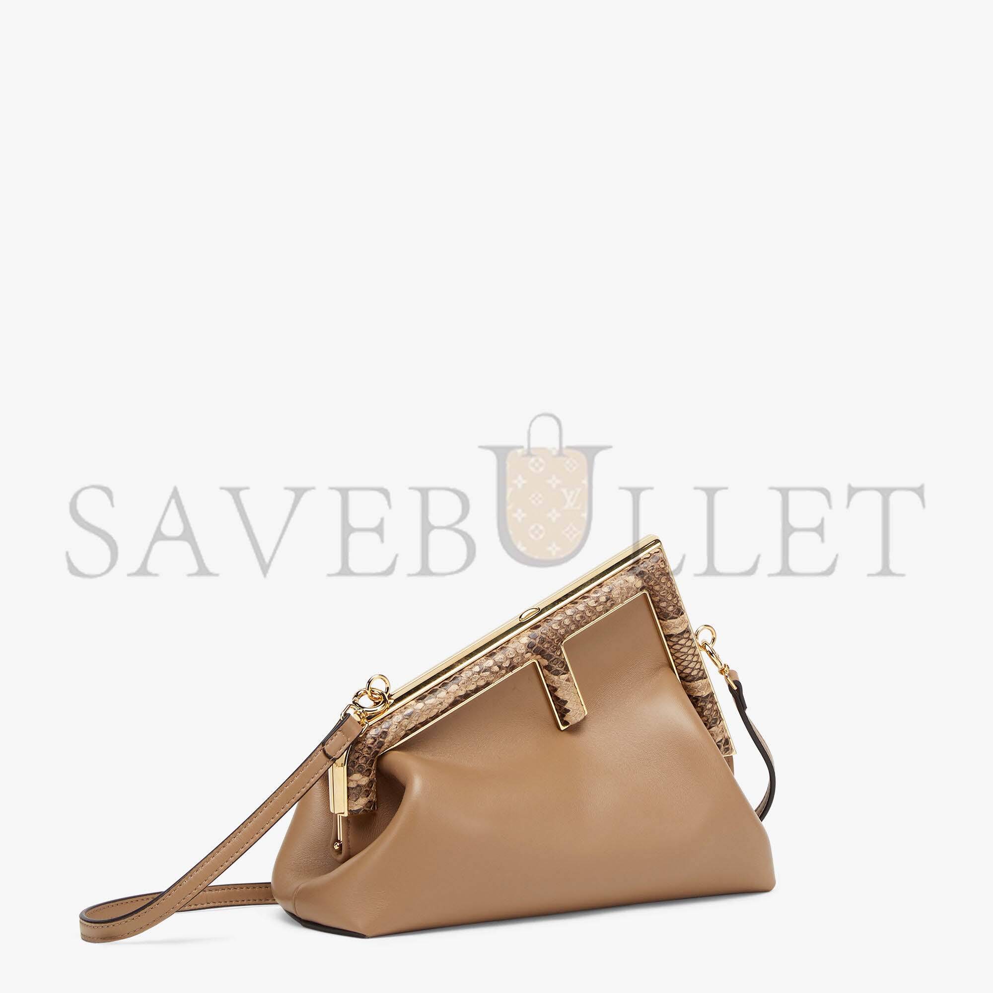 FENDI FIRST SMALL - BEIGE LEATHER BAG WITH EXOTIC DETAILS 8BP129AGWRF1GEM (26*18*9.5cm) FENDI FIRST SMALL - BEIGE LEATHER BAG WITH EXOTIC DETAILS 8BP129AGWRF1GEM (26*18*9.5cm)