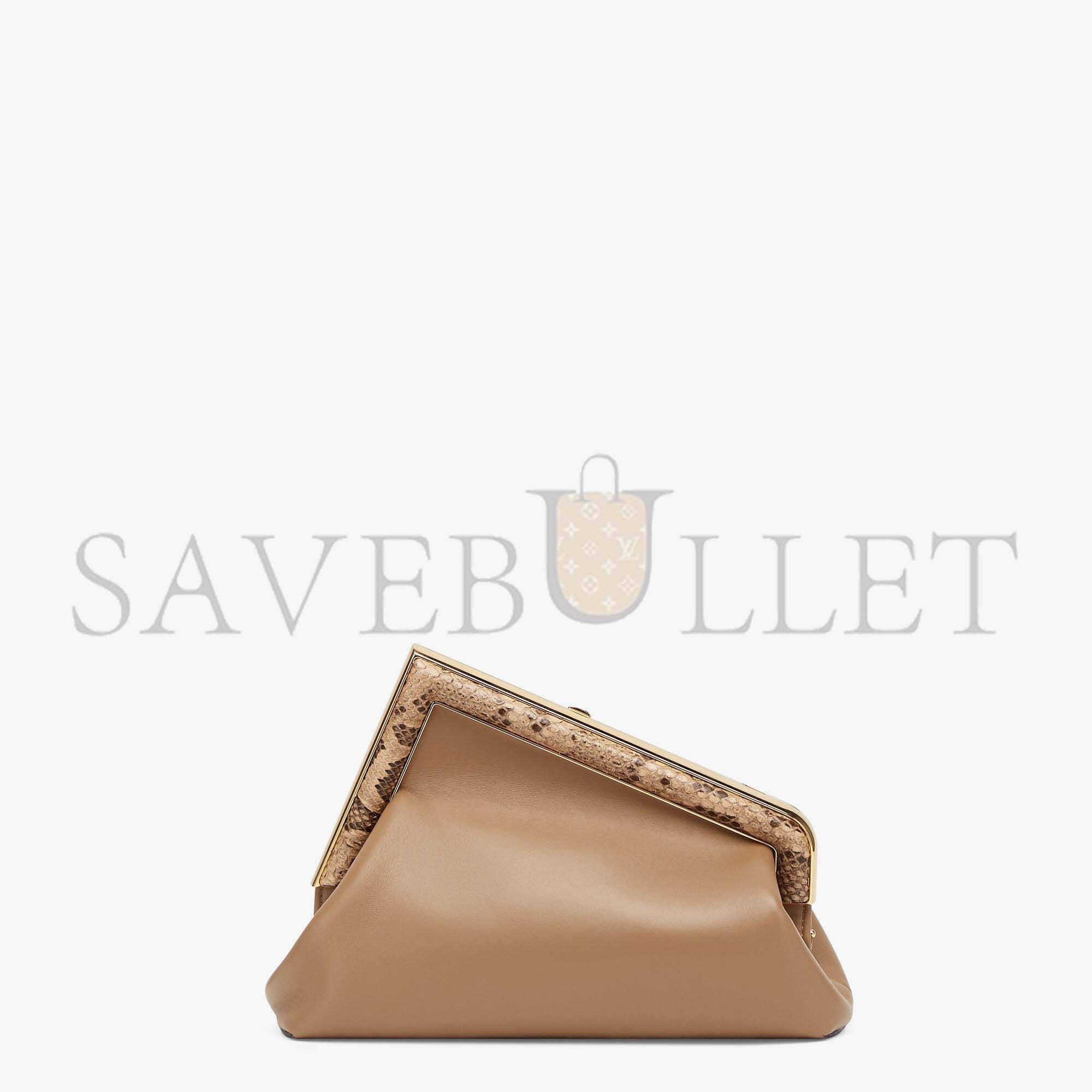FENDI FIRST SMALL - BEIGE LEATHER BAG WITH EXOTIC DETAILS 8BP129AGWRF1GEM (26*18*9.5cm) FENDI FIRST SMALL - BEIGE LEATHER BAG WITH EXOTIC DETAILS 8BP129AGWRF1GEM (26*18*9.5cm)