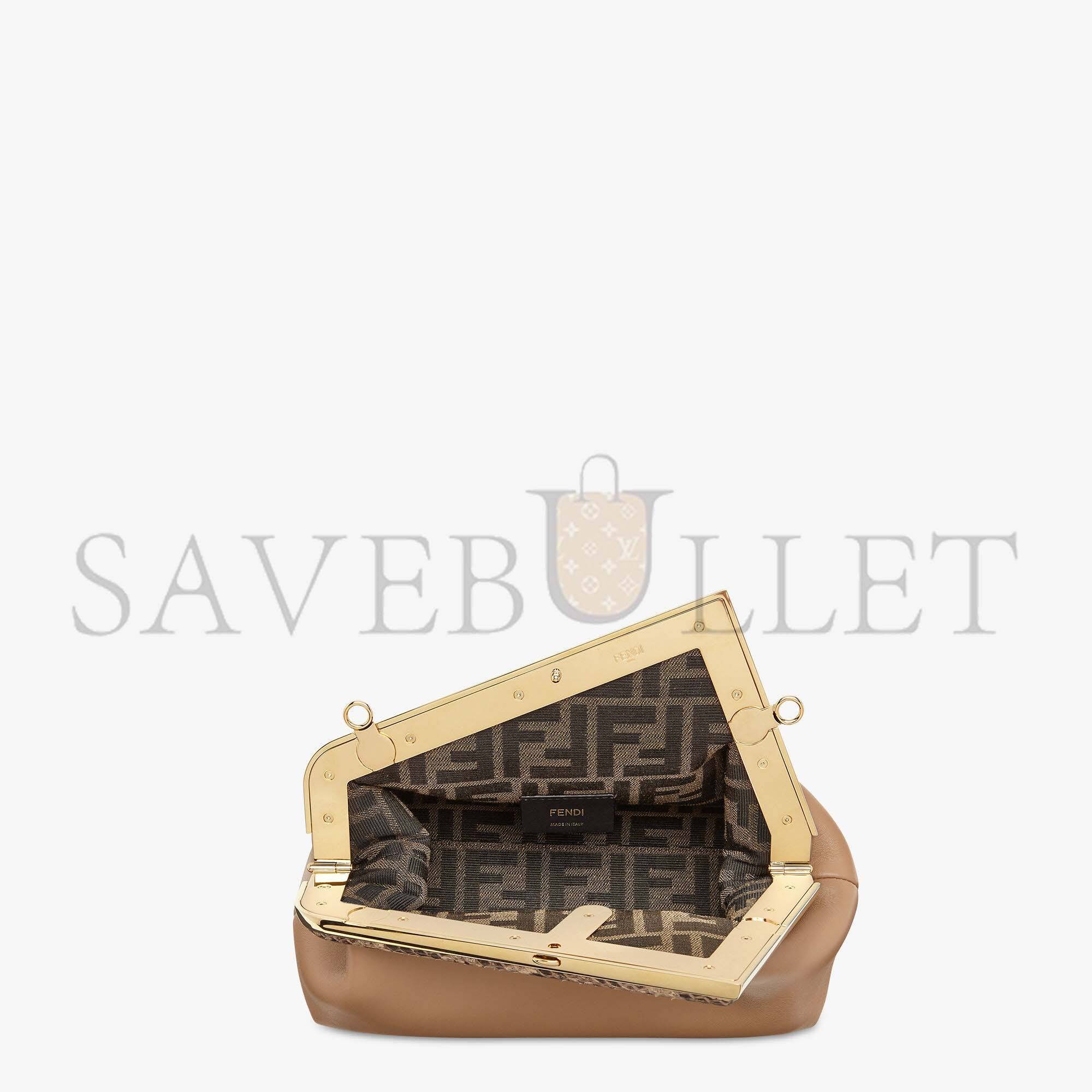 FENDI FIRST SMALL - BEIGE LEATHER BAG WITH EXOTIC DETAILS 8BP129AGWRF1GEM (26*18*9.5cm) FENDI FIRST SMALL - BEIGE LEATHER BAG WITH EXOTIC DETAILS 8BP129AGWRF1GEM (26*18*9.5cm)