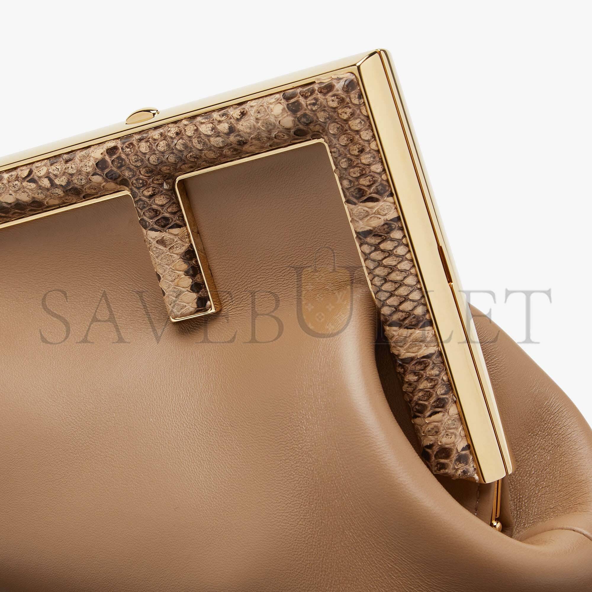 FENDI FIRST SMALL - BEIGE LEATHER BAG WITH EXOTIC DETAILS 8BP129AGWRF1GEM (26*18*9.5cm) FENDI FIRST SMALL - BEIGE LEATHER BAG WITH EXOTIC DETAILS 8BP129AGWRF1GEM (26*18*9.5cm)