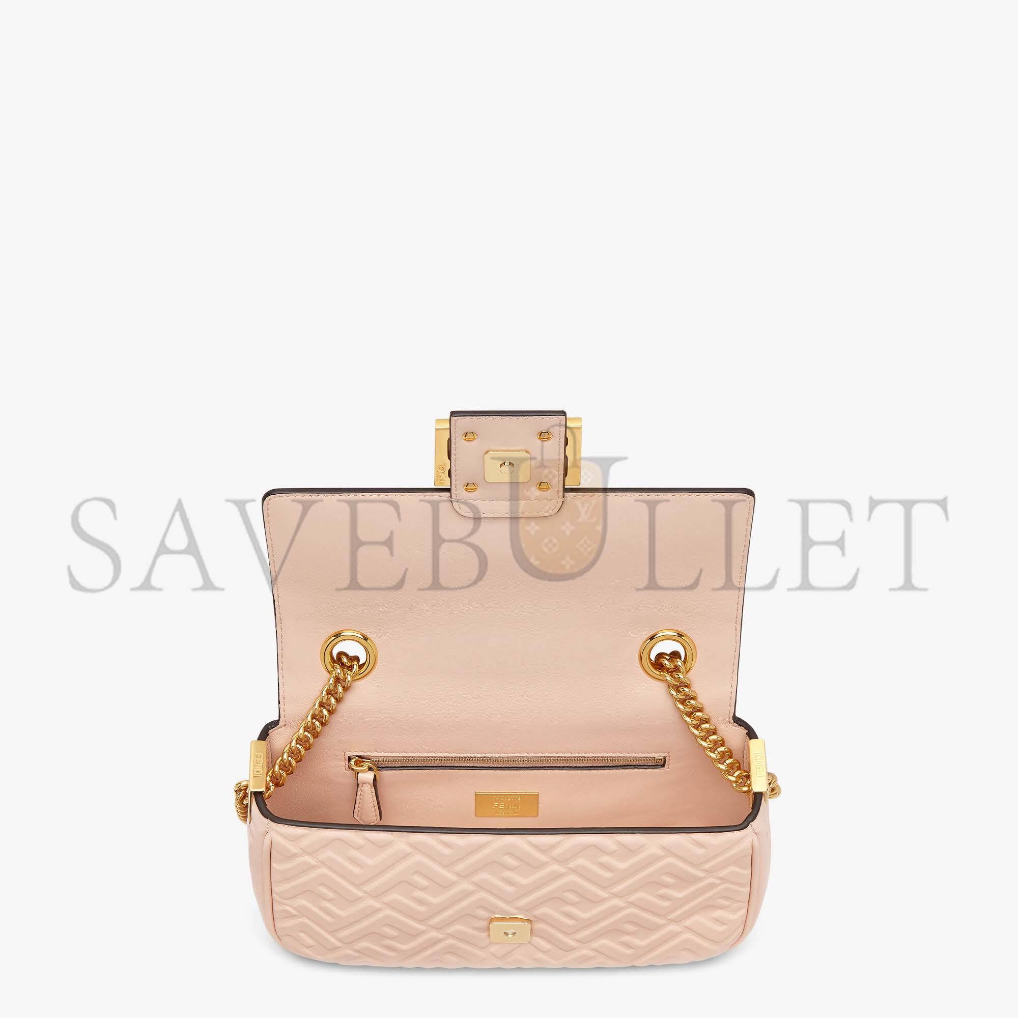 FENDI BAGUETTE CHAIN MIDI - PALE PINK LEATHER BAG 8BR793AH9CF171M (24*14.5*7cm) FENDI BAGUETTE CHAIN MIDI - PALE PINK LEATHER BAG 8BR793AH9CF171M (24*14.5*7cm)