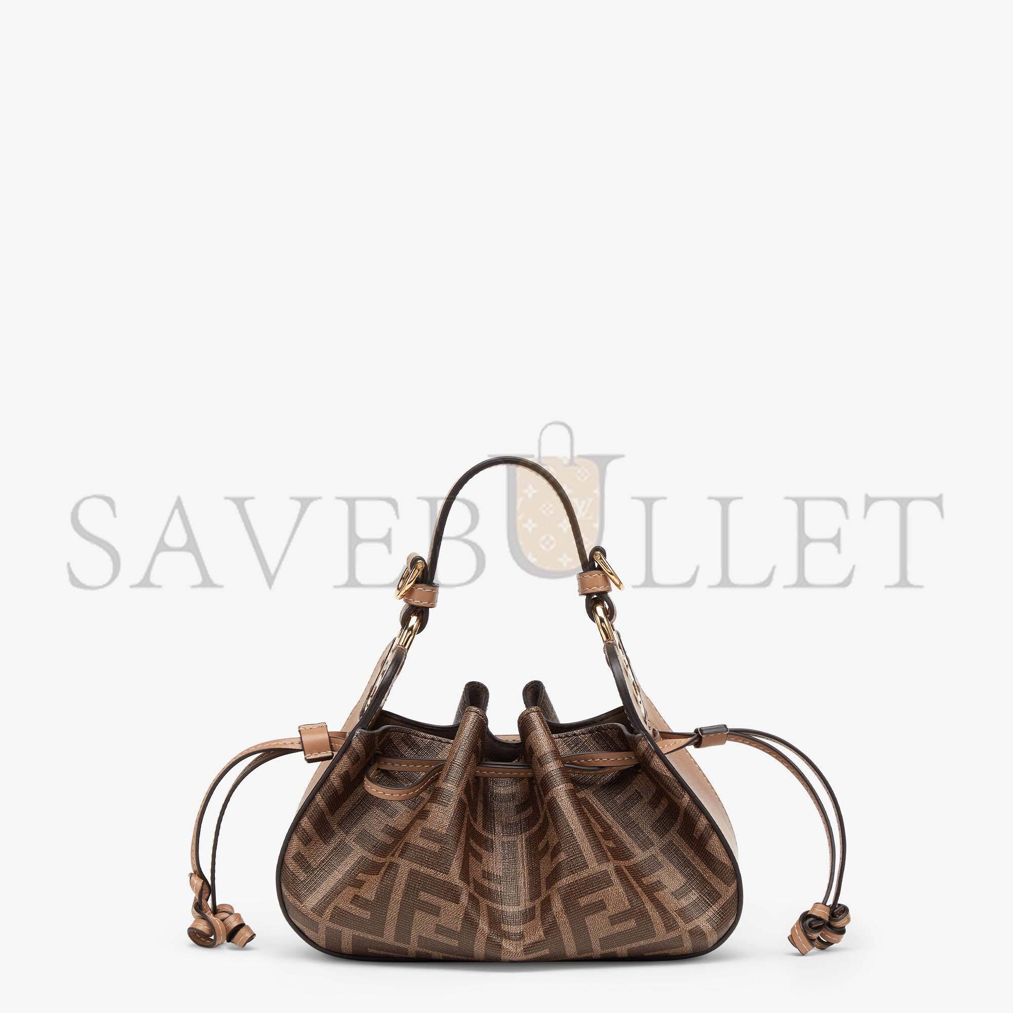 FENDI POMODORINO - BROWN FF FABRIC MINI-BAG 8BS059AHWVF1GE3 (21.5*17*14cm) FENDI POMODORINO - BROWN FF FABRIC MINI-BAG 8BS059AHWVF1GE3 (21.5*17*14cm)