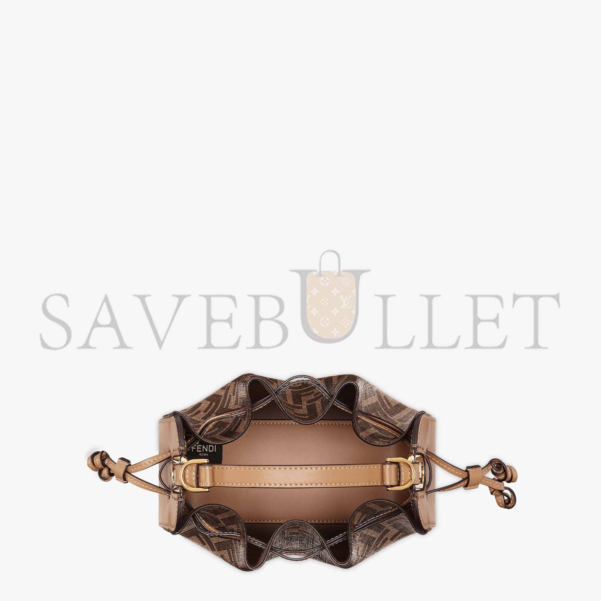 FENDI POMODORINO - BROWN FF FABRIC MINI-BAG 8BS059AHWVF1GE3 (21.5*17*14cm) FENDI POMODORINO - BROWN FF FABRIC MINI-BAG 8BS059AHWVF1GE3 (21.5*17*14cm)
