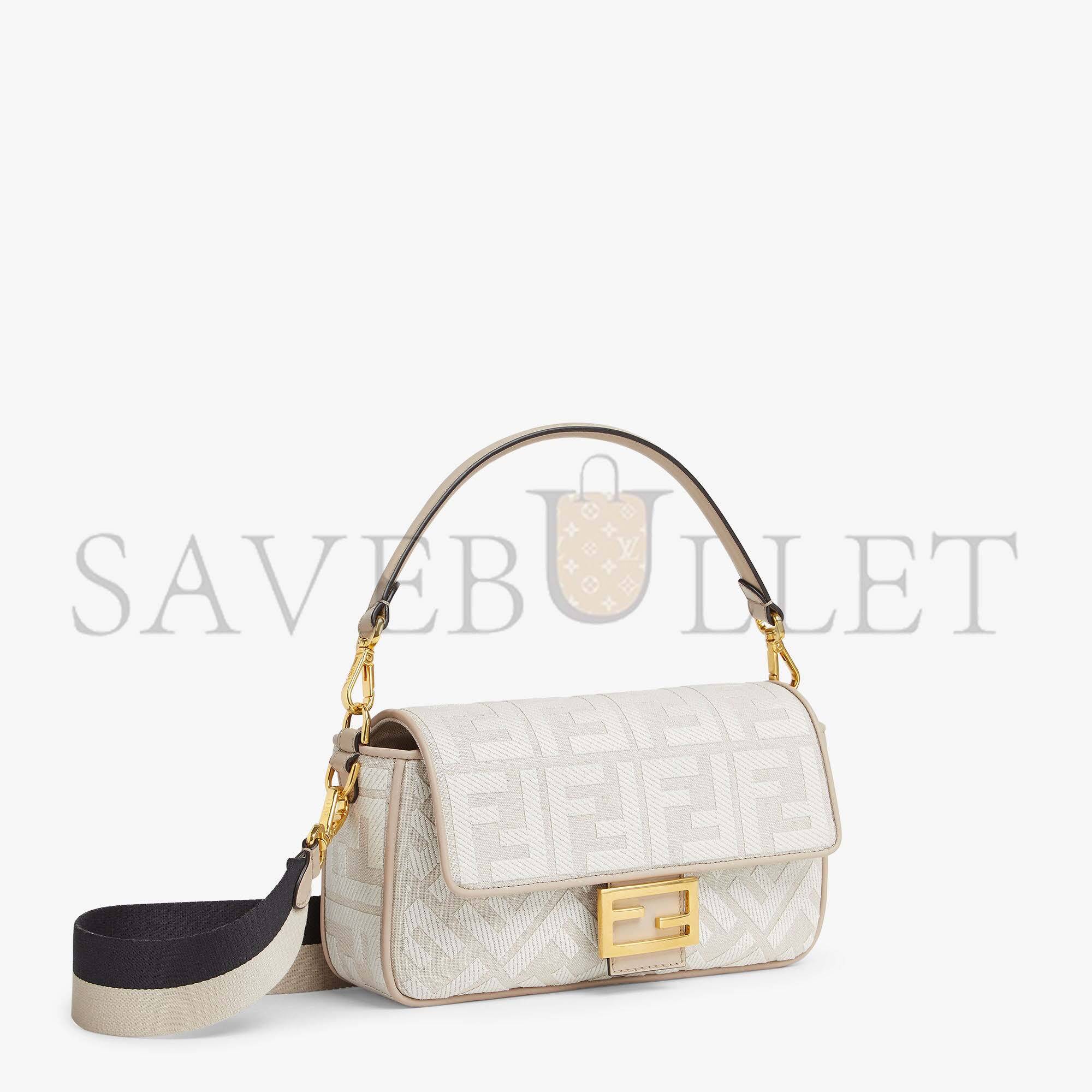 FENDI BAGUETTE - WHITE CANVAS FF BAG 8BR600AKBRF1HOE (27*15*6cm) FENDI BAGUETTE - WHITE CANVAS FF BAG 8BR600AKBRF1HOE (27*15*6cm)