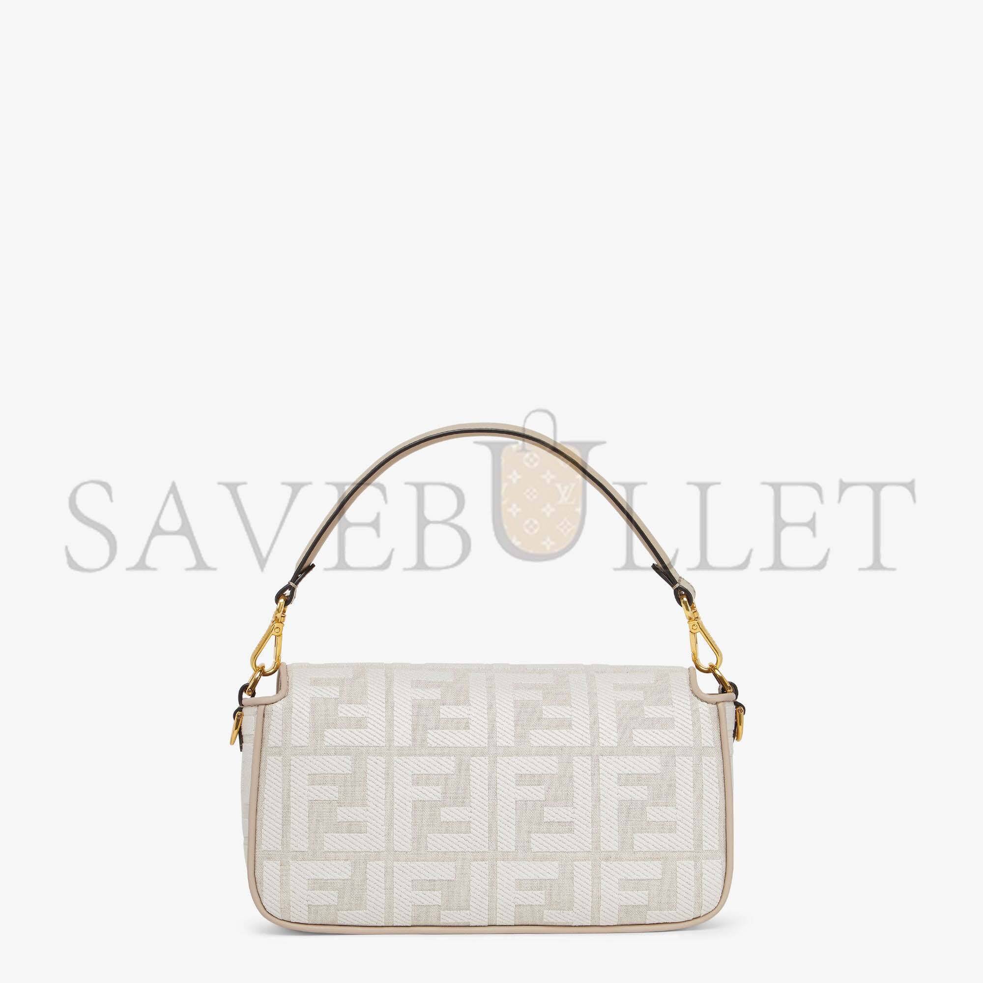 FENDI BAGUETTE - WHITE CANVAS FF BAG 8BR600AKBRF1HOE (27*15*6cm) FENDI BAGUETTE - WHITE CANVAS FF BAG 8BR600AKBRF1HOE (27*15*6cm)