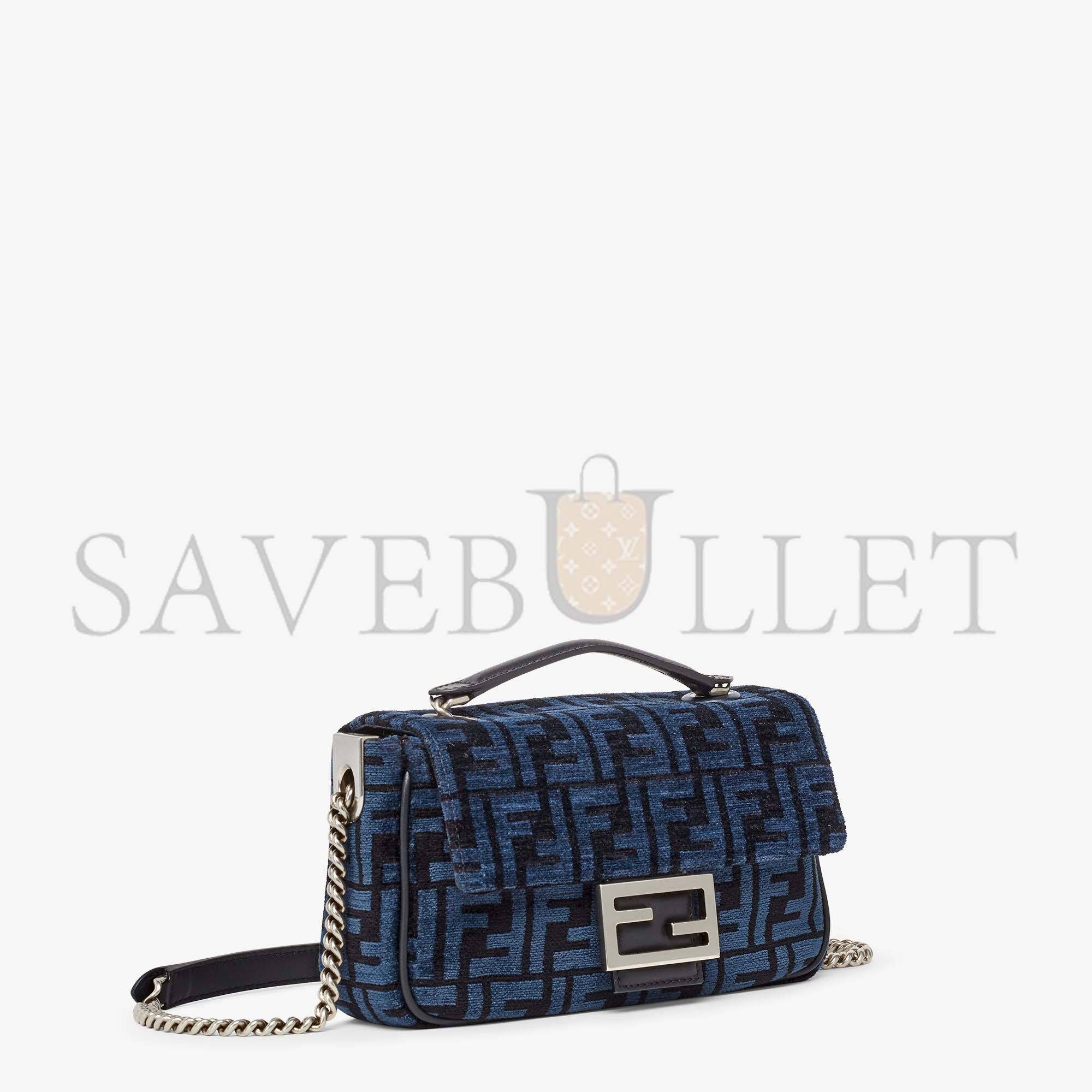 FENDI BAGUETTE CHAIN MIDI - DARK BLUE FF TAPESTRY FABRIC BAG 8BR793ALG7F1HZR (24*14.5*7cm) FENDI BAGUETTE CHAIN MIDI - DARK BLUE FF TAPESTRY FABRIC BAG 8BR793ALG7F1HZR (24*14.5*7cm)