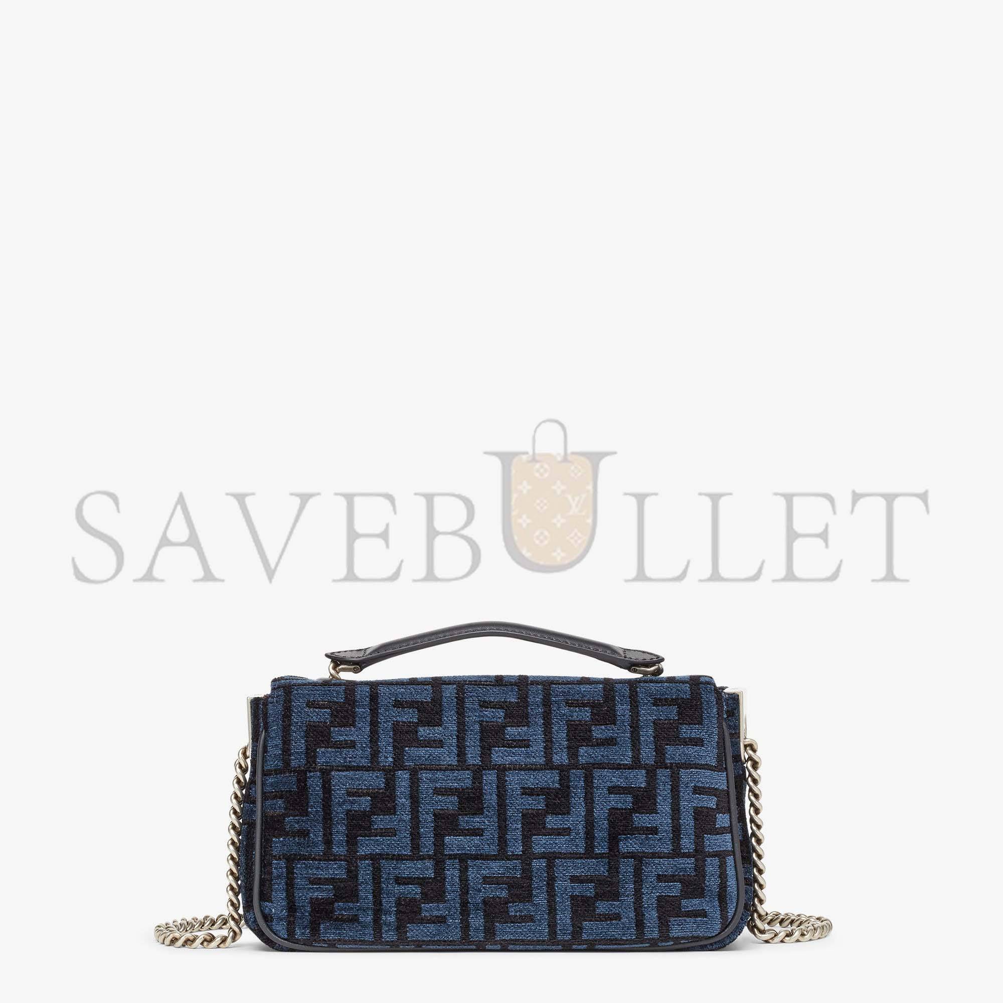 FENDI BAGUETTE CHAIN MIDI - DARK BLUE FF TAPESTRY FABRIC BAG 8BR793ALG7F1HZR (24*14.5*7cm) FENDI BAGUETTE CHAIN MIDI - DARK BLUE FF TAPESTRY FABRIC BAG 8BR793ALG7F1HZR (24*14.5*7cm)
