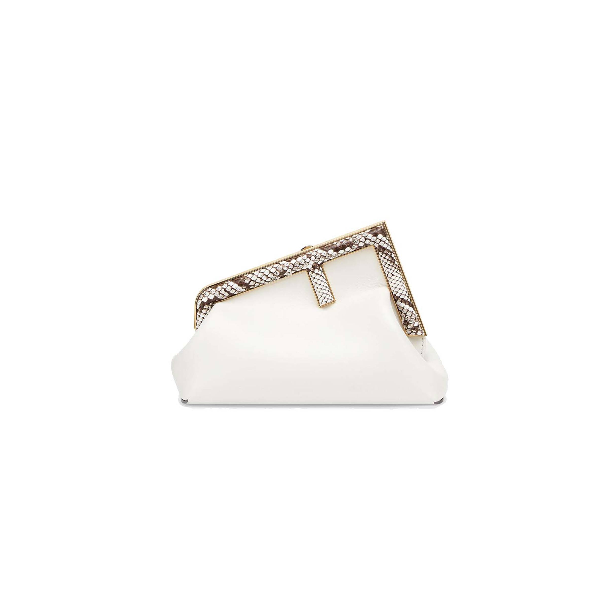 FENDI FIRST SMALL - WHITE LEATHER BAG WITH EXOTIC DETAILS 8BP129AGWRF1GEN (26*18*9.5cm) FENDI FIRST SMALL - WHITE LEATHER BAG WITH EXOTIC DETAILS 8BP129AGWRF1GEN (26*18*9.5cm)
