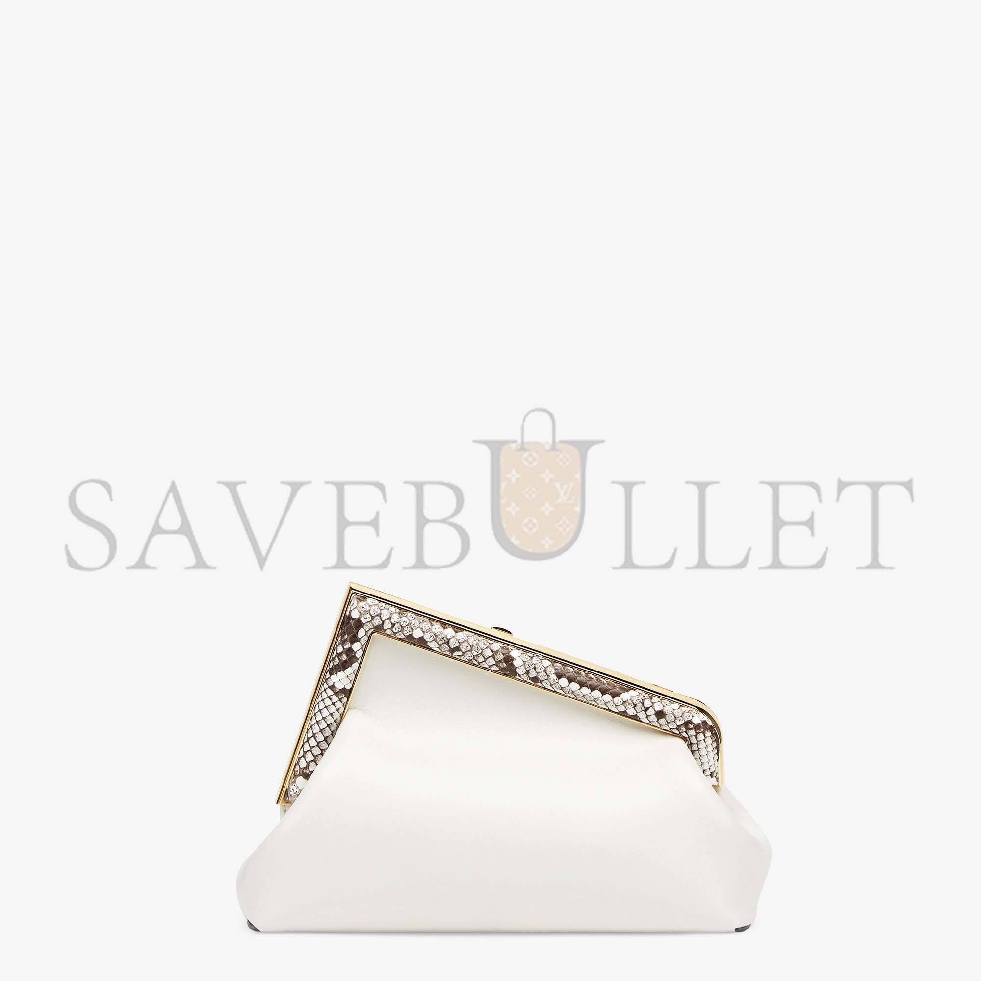 FENDI FIRST SMALL - WHITE LEATHER BAG WITH EXOTIC DETAILS 8BP129AGWRF1GEN (26*18*9.5cm) FENDI FIRST SMALL - WHITE LEATHER BAG WITH EXOTIC DETAILS 8BP129AGWRF1GEN (26*18*9.5cm)