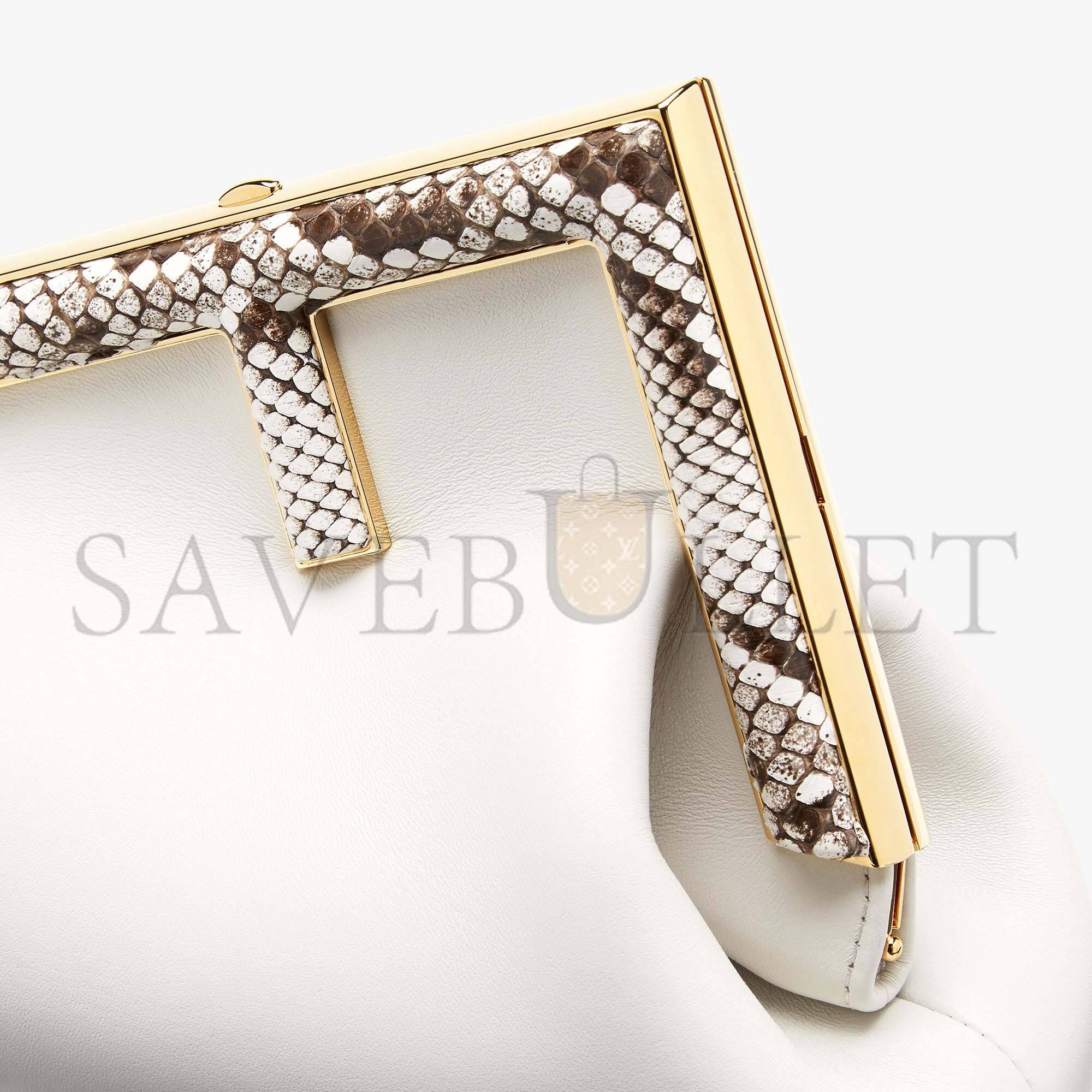 FENDI FIRST SMALL - WHITE LEATHER BAG WITH EXOTIC DETAILS 8BP129AGWRF1GEN (26*18*9.5cm) FENDI FIRST SMALL - WHITE LEATHER BAG WITH EXOTIC DETAILS 8BP129AGWRF1GEN (26*18*9.5cm)