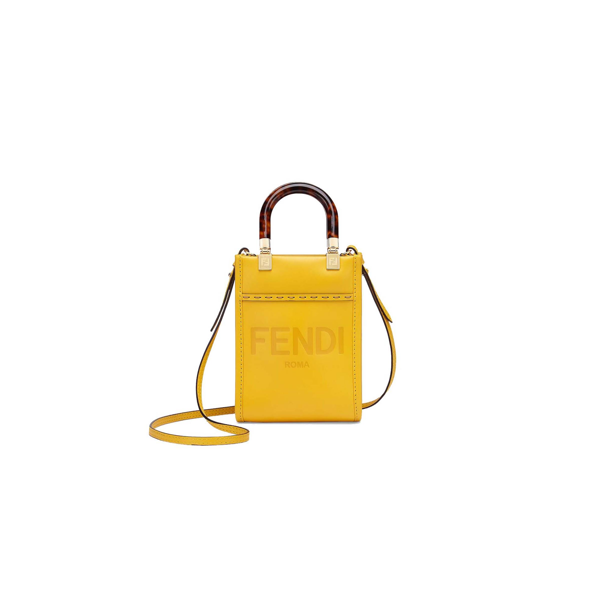 FENDI MINI SUNSHINE SHOPPER - YELLOW LEATHER MINI-BAG 8BS051ABVLF192E (18*13*6.5cm) FENDI MINI SUNSHINE SHOPPER - YELLOW LEATHER MINI-BAG 8BS051ABVLF192E (18*13*6.5cm)