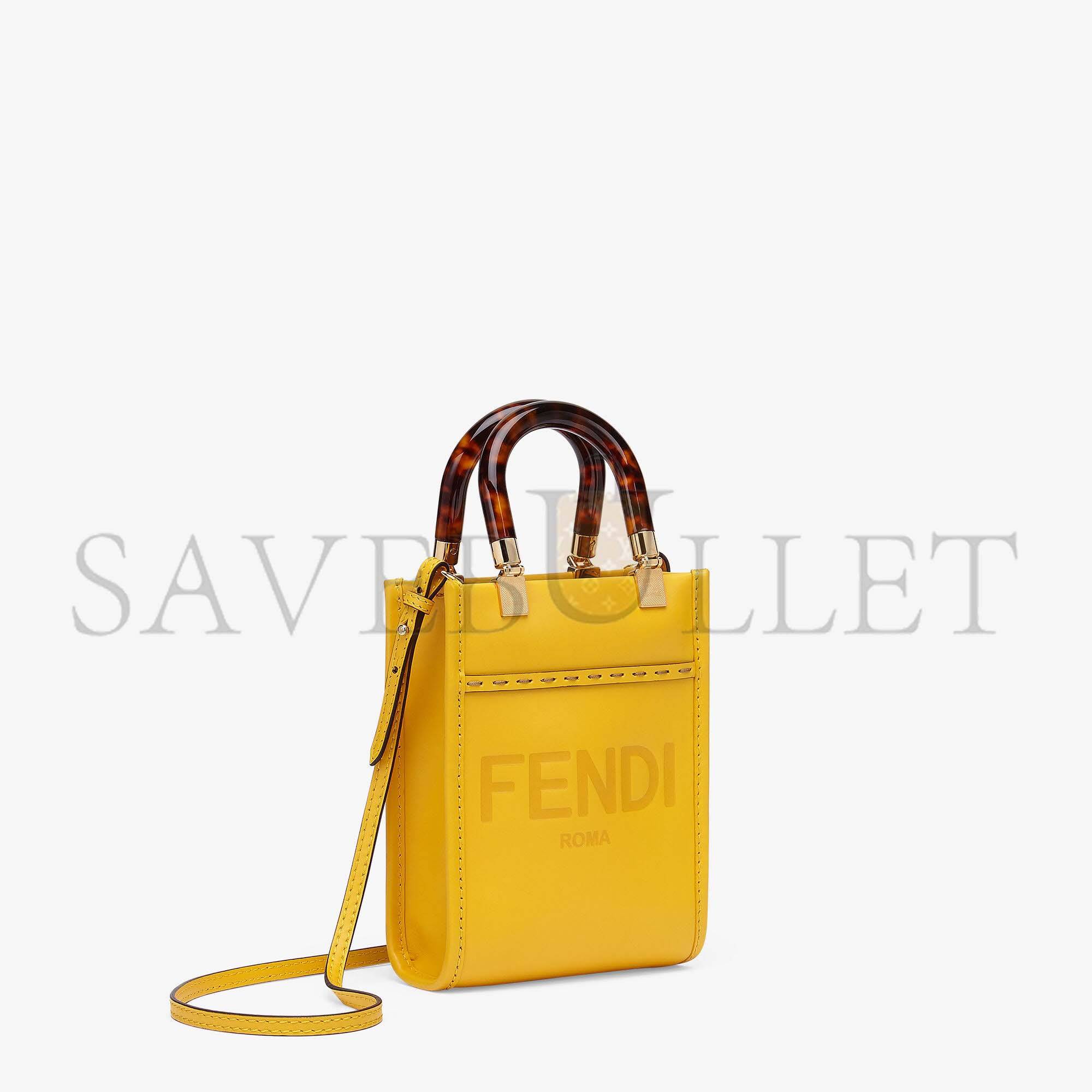 FENDI MINI SUNSHINE SHOPPER - YELLOW LEATHER MINI-BAG 8BS051ABVLF192E (18*13*6.5cm) FENDI MINI SUNSHINE SHOPPER - YELLOW LEATHER MINI-BAG 8BS051ABVLF192E (18*13*6.5cm)