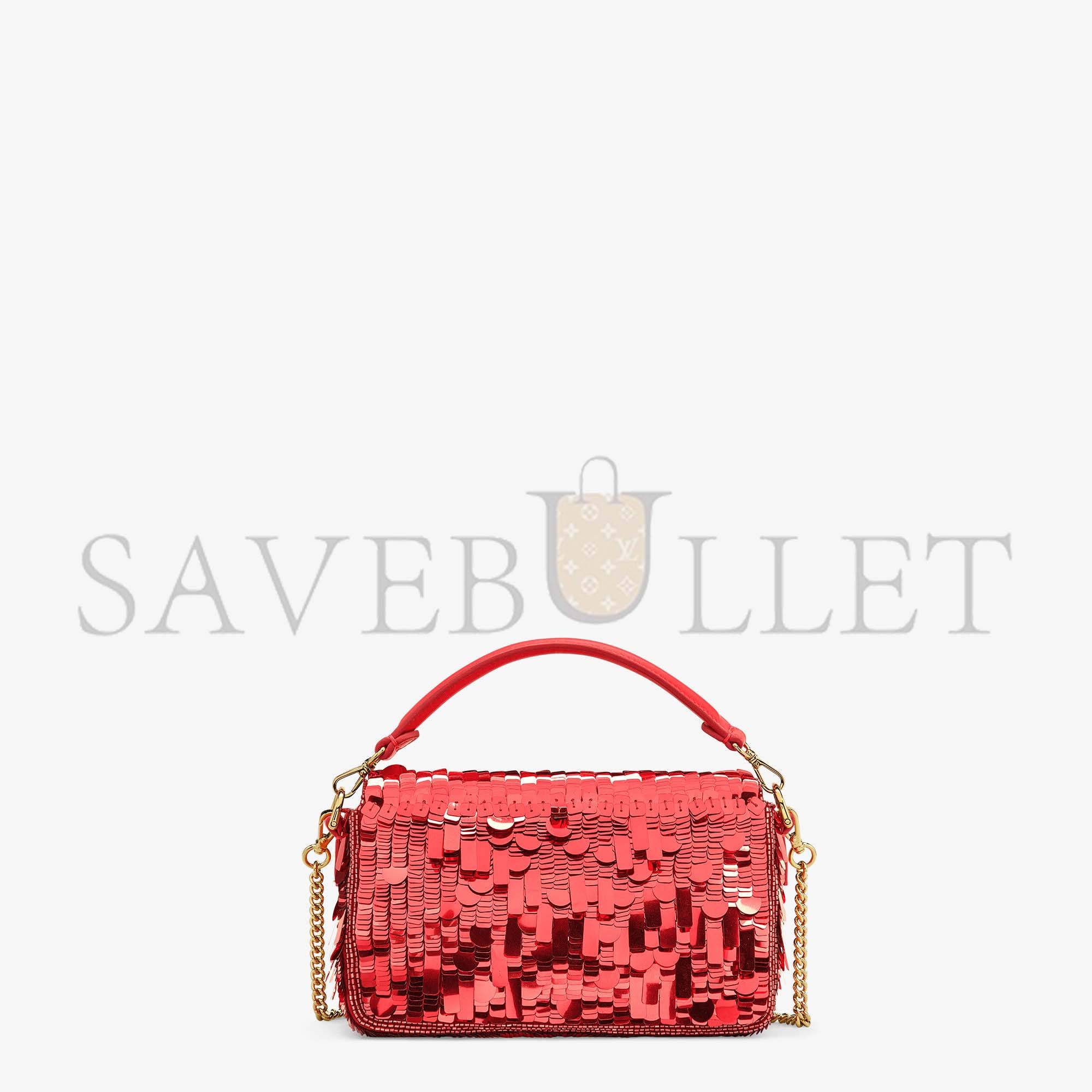 FENDI BAGUETTE MINI - DARK RED SEQUIN AND LEATHER BAG 8BS017AMP0F0V3L (20*13*5cm) FENDI BAGUETTE MINI - DARK RED SEQUIN AND LEATHER BAG 8BS017AMP0F0V3L (20*13*5cm)