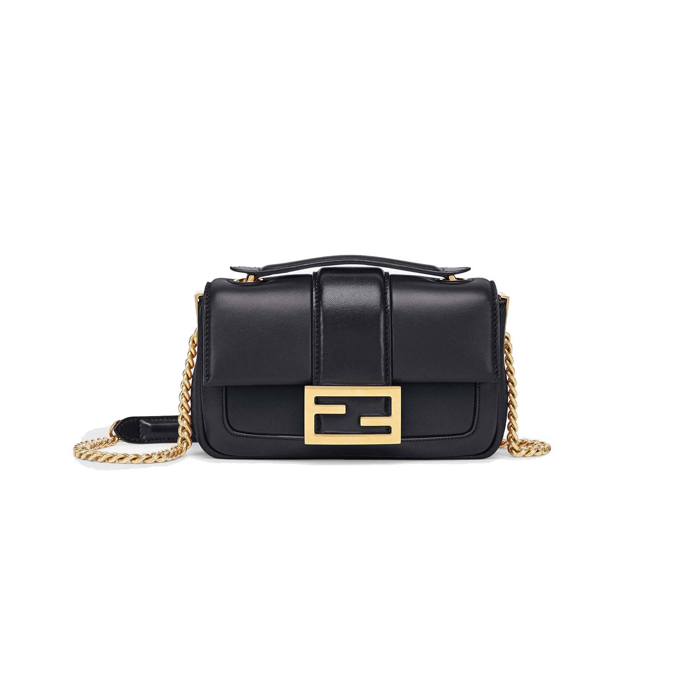 FENDI MINI BAGUETTE CHAIN - BLACK NAPPA LEATHER BAG 8BS045ACNXF15ZW (19*11.5*4cm) FENDI MINI BAGUETTE CHAIN - BLACK NAPPA LEATHER BAG 8BS045ACNXF15ZW (19*11.5*4cm)