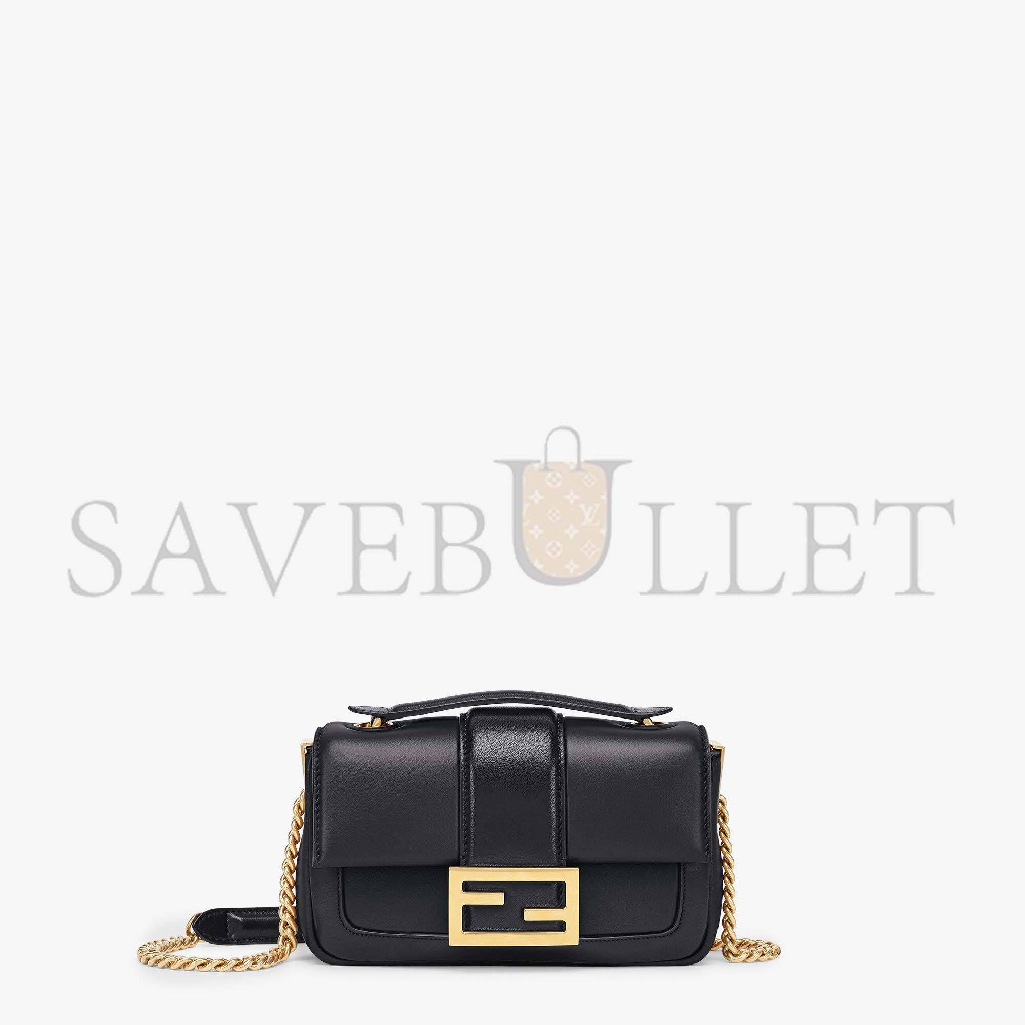 FENDI MINI BAGUETTE CHAIN - BLACK NAPPA LEATHER BAG 8BS045ACNXF15ZW (19*11.5*4cm) FENDI MINI BAGUETTE CHAIN - BLACK NAPPA LEATHER BAG 8BS045ACNXF15ZW (19*11.5*4cm)