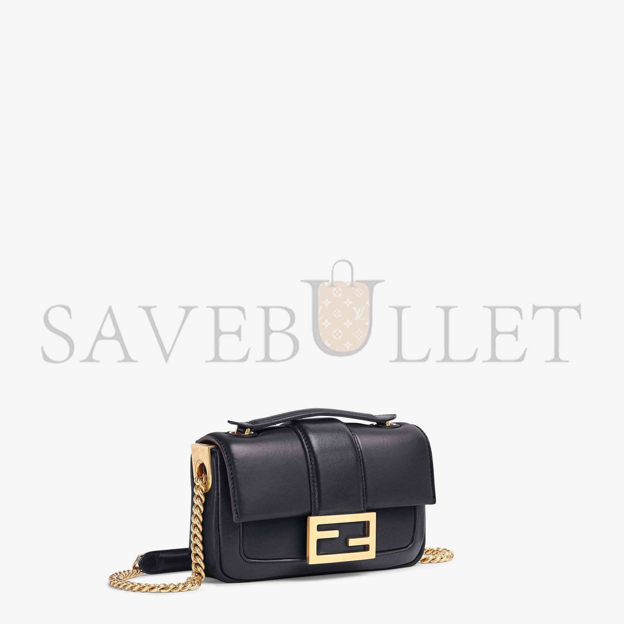 FENDI MINI BAGUETTE CHAIN - BLACK NAPPA LEATHER BAG 8BS045ACNXF15ZW (19*11.5*4cm) FENDI MINI BAGUETTE CHAIN - BLACK NAPPA LEATHER BAG 8BS045ACNXF15ZW (19*11.5*4cm)