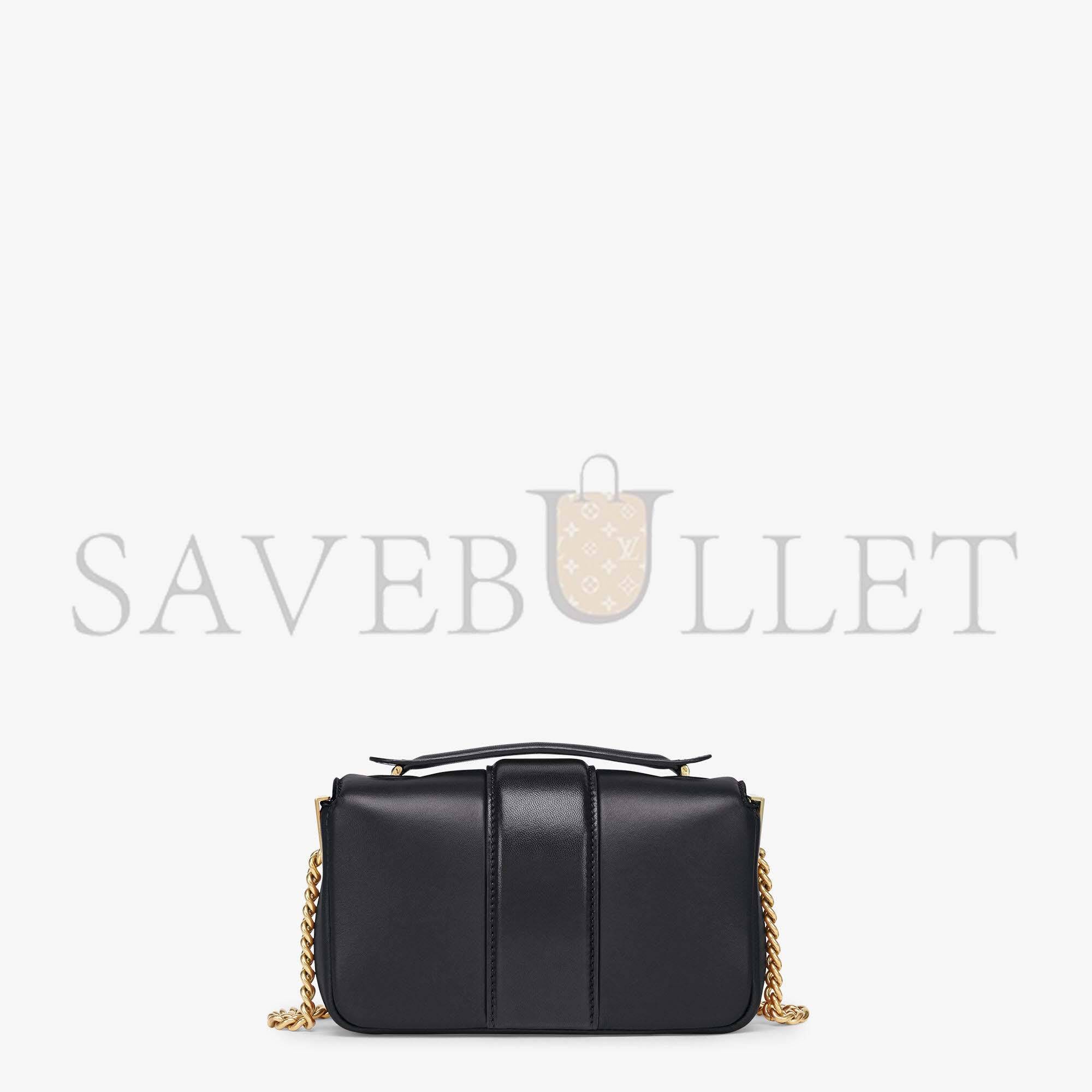 FENDI MINI BAGUETTE CHAIN - BLACK NAPPA LEATHER BAG 8BS045ACNXF15ZW (19*11.5*4cm) FENDI MINI BAGUETTE CHAIN - BLACK NAPPA LEATHER BAG 8BS045ACNXF15ZW (19*11.5*4cm)