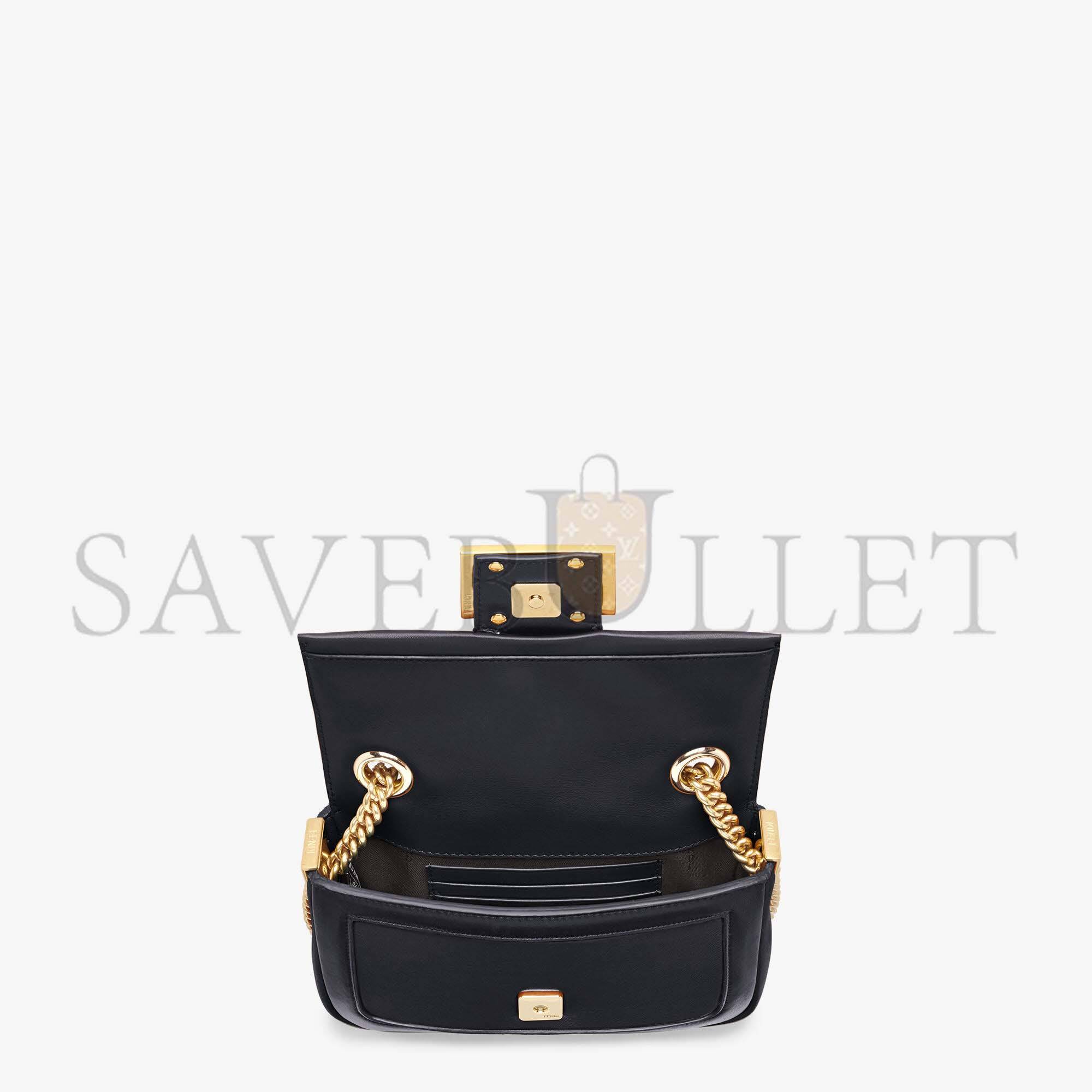 FENDI MINI BAGUETTE CHAIN - BLACK NAPPA LEATHER BAG 8BS045ACNXF15ZW (19*11.5*4cm) FENDI MINI BAGUETTE CHAIN - BLACK NAPPA LEATHER BAG 8BS045ACNXF15ZW (19*11.5*4cm)