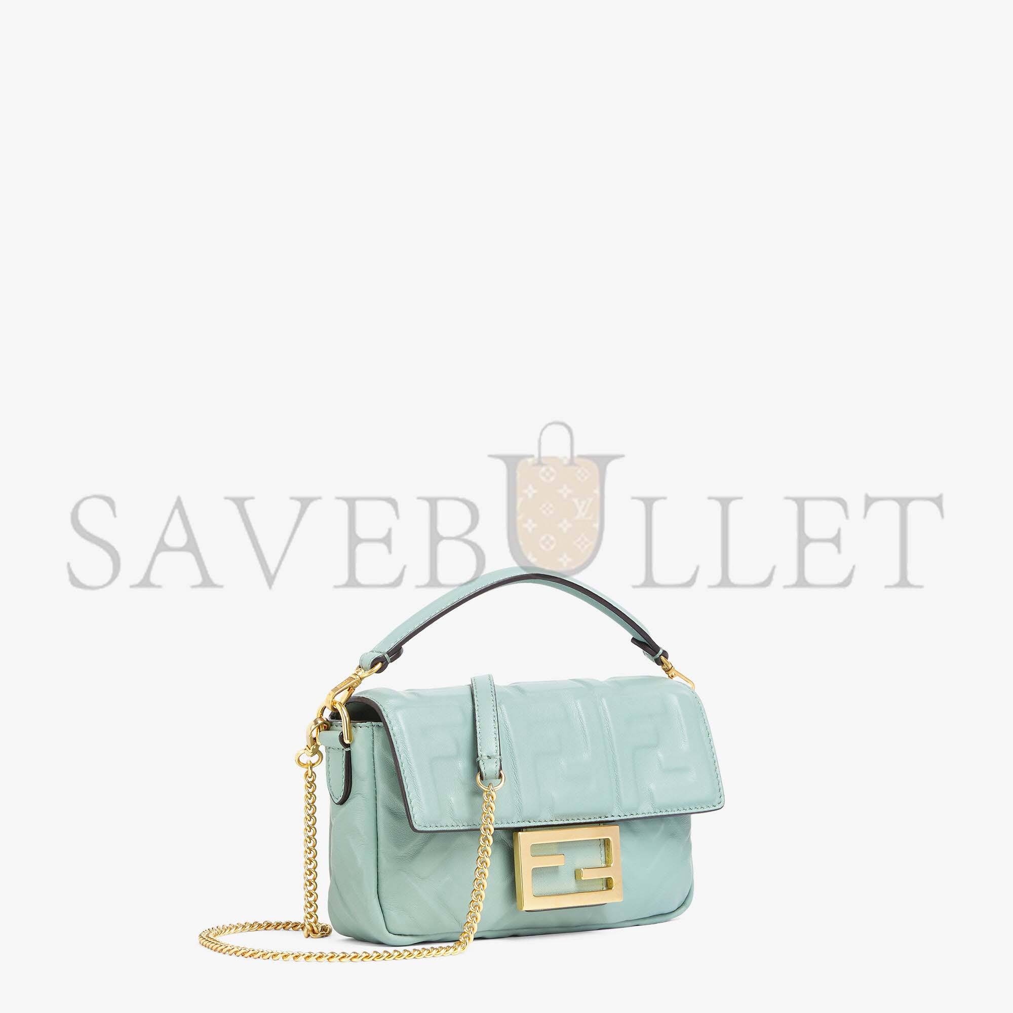 FENDI BAGUETTE MINI - MINT GREEN NAPPA LEATHER BAG 8BS017A72VF1IV6 (19*11.5*4cm) FENDI BAGUETTE MINI - MINT GREEN NAPPA LEATHER BAG 8BS017A72VF1IV6 (19*11.5*4cm)