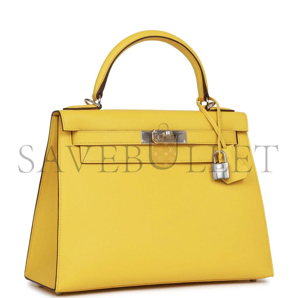 HERMES KELLY SELLIER 28 JAUNE DE NAPLES EPSOM PALLADIUM HARDWARE (28*22*10cm) HERMES KELLY SELLIER 28 JAUNE DE NAPLES EPSOM PALLADIUM HARDWARE (28*22*10cm)