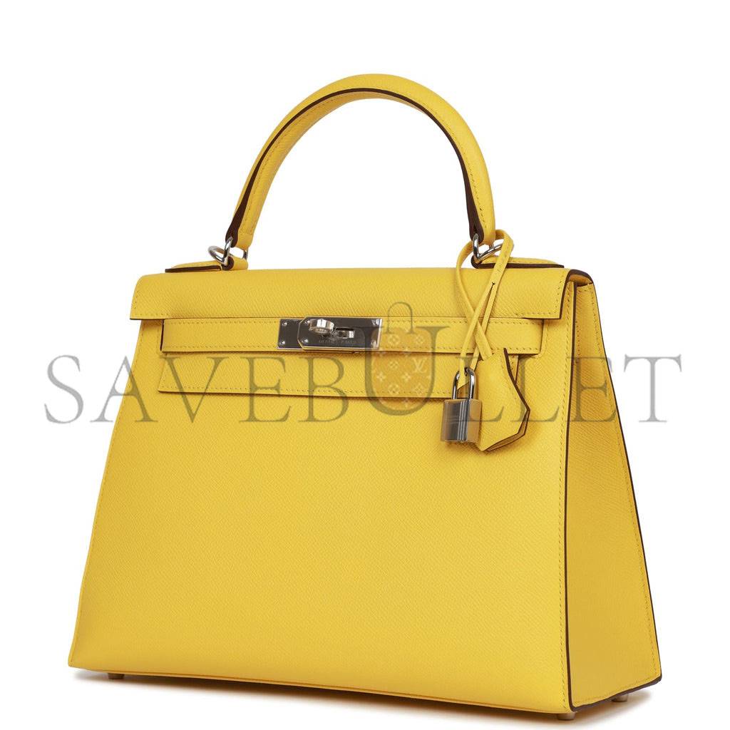 HERMES KELLY SELLIER 28 JAUNE DE NAPLES EPSOM PALLADIUM HARDWARE (28*22*10cm) HERMES KELLY SELLIER 28 JAUNE DE NAPLES EPSOM PALLADIUM HARDWARE (28*22*10cm)